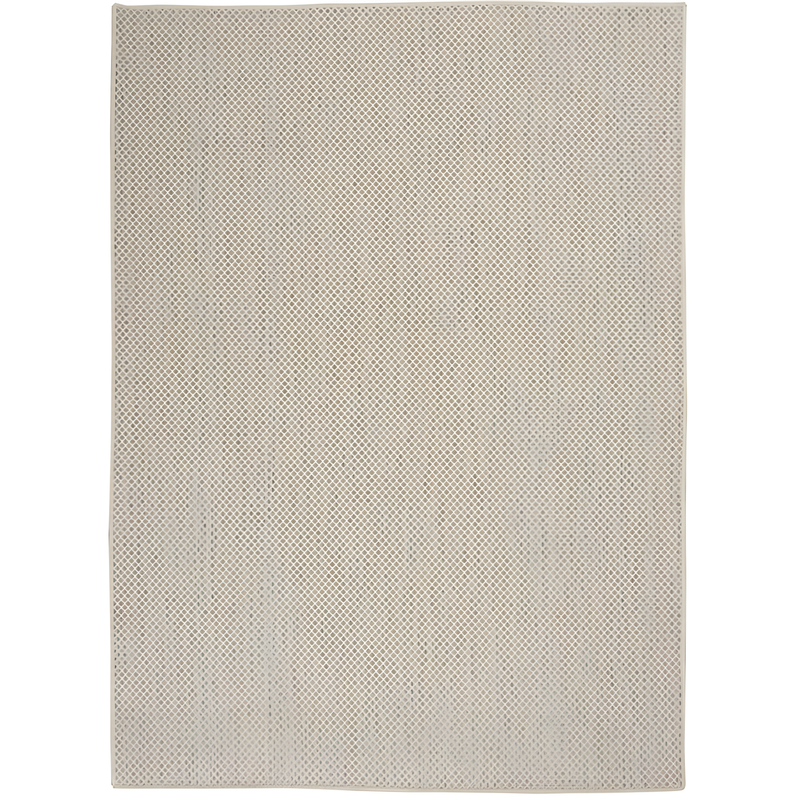 Ivory Silver Geometric 4' x 6' Easy Care Rug