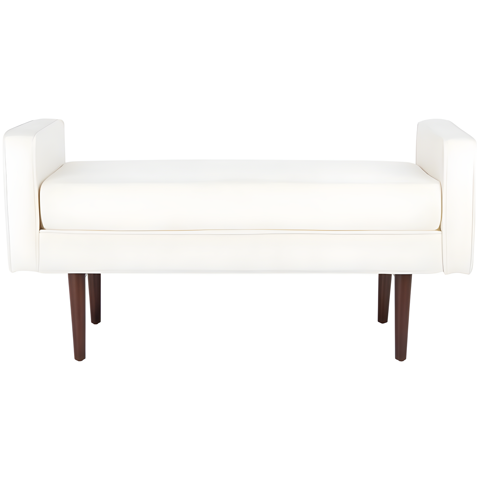 Henri Mid-Century Cream Velvet and Walnut Cushioned Bench