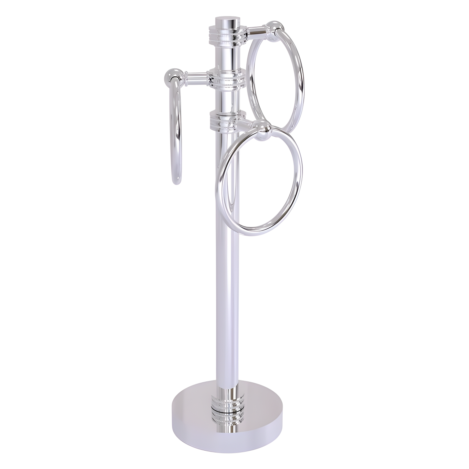 Polished Chrome Countertop Towel Stand with Three Rings