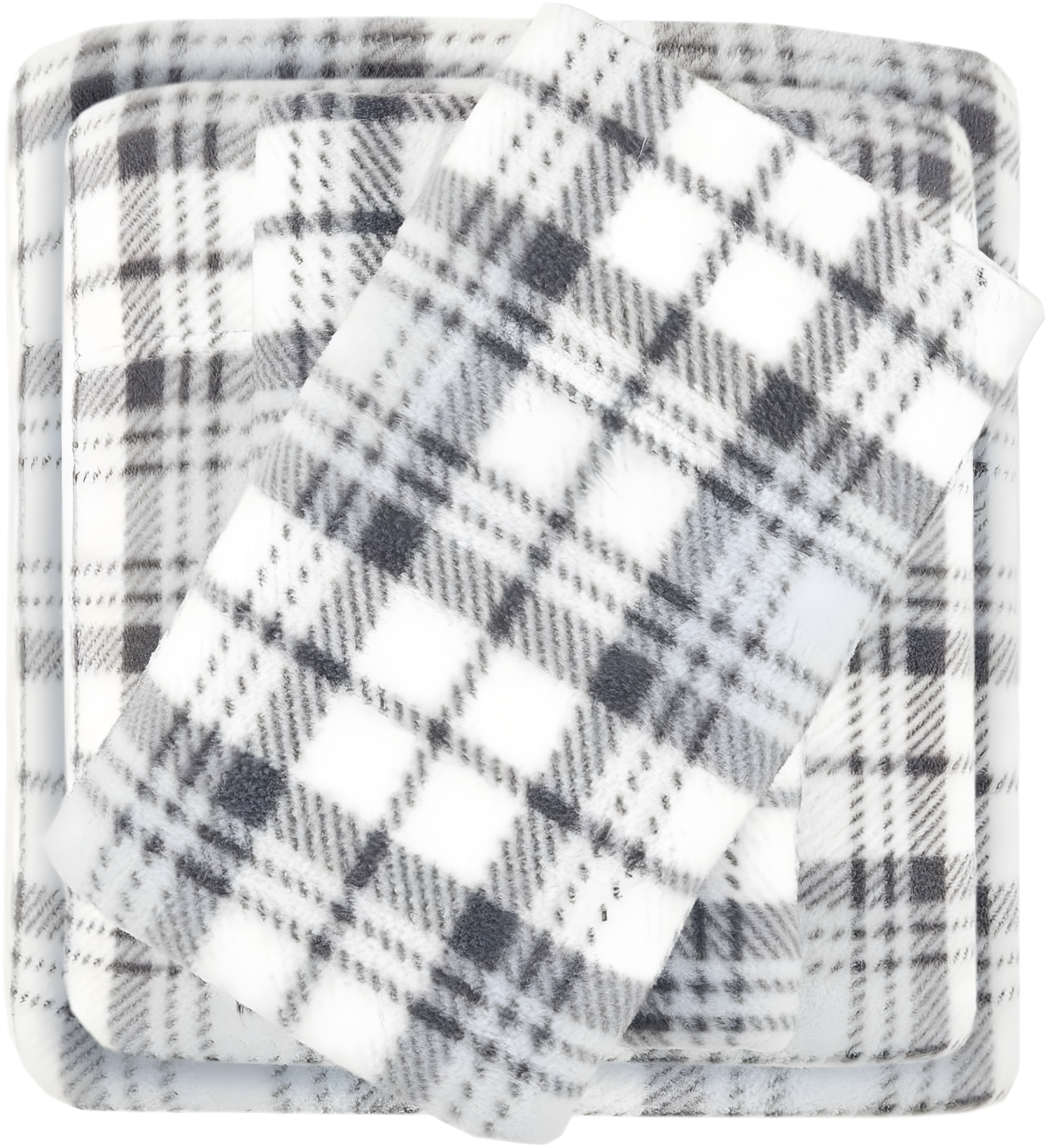 Twin Grey Plaid Microfiber Sheet Set with Pillowcase