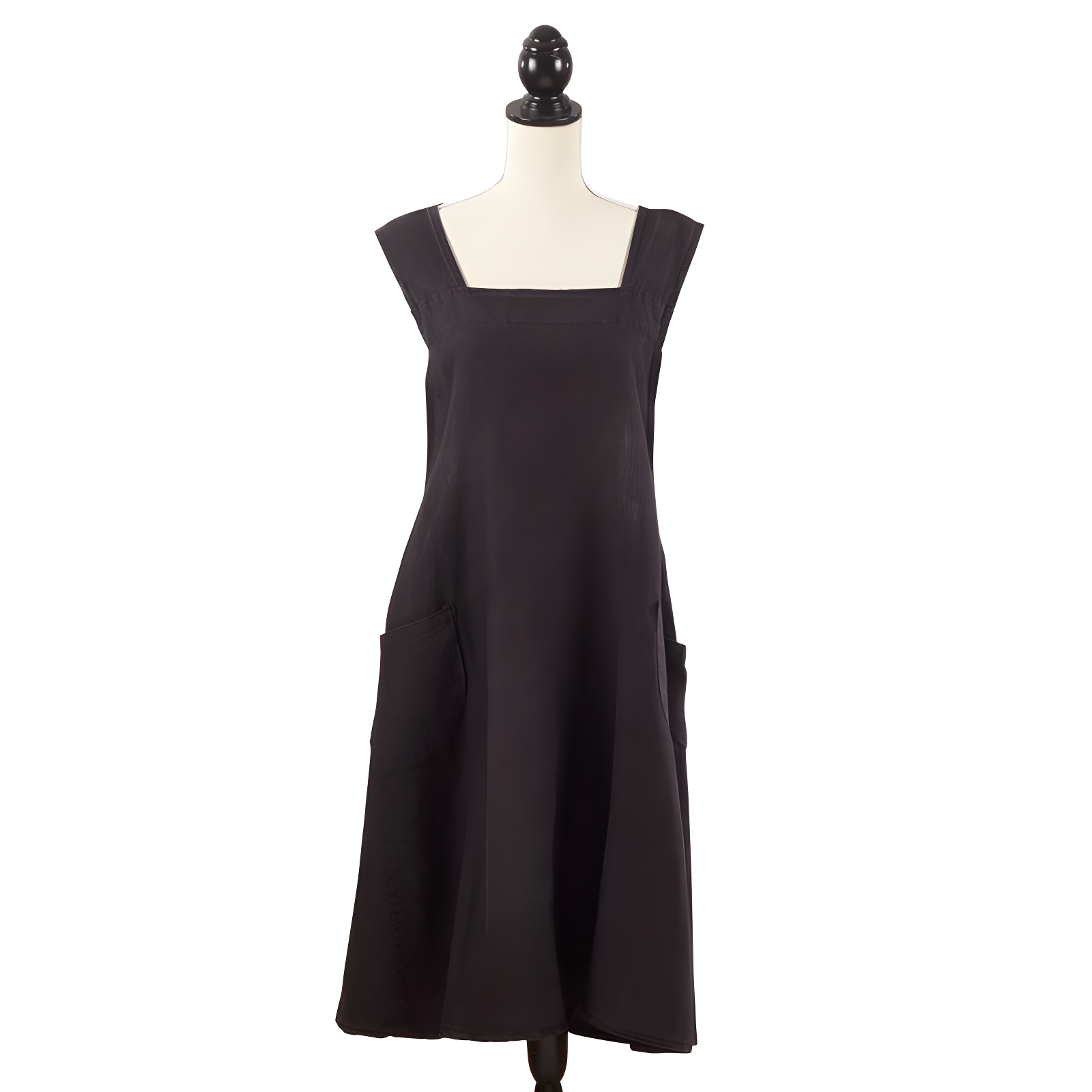 Black Linen Criss Cross Back Apron with Pockets