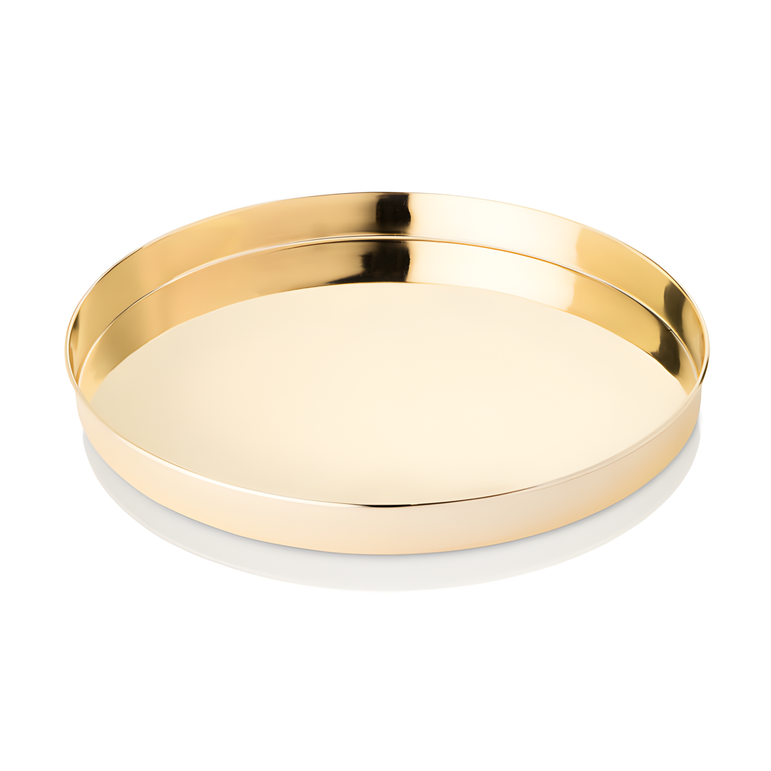 Gold Circular Stainless Steel Serving Tray, 12.5 Inch