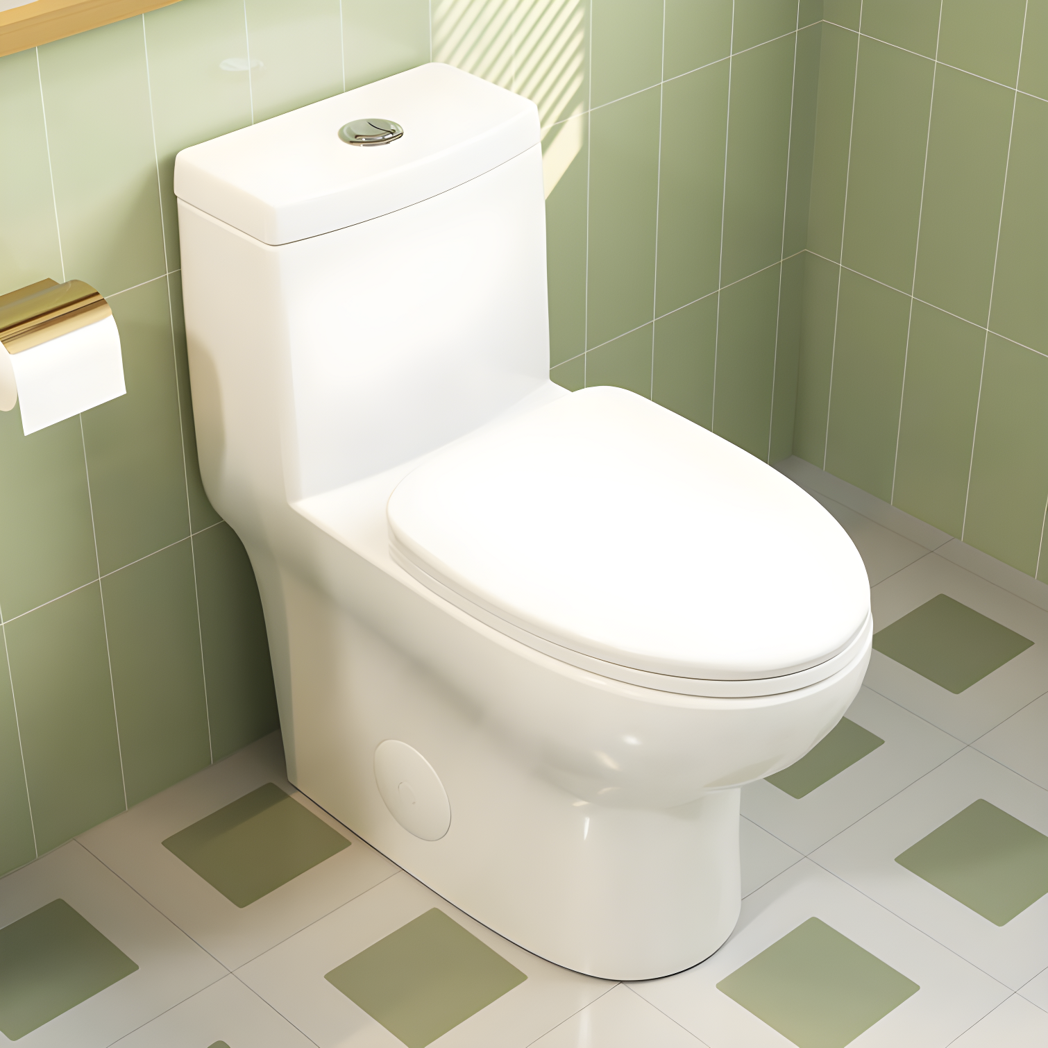 White Ceramic Elongated Dual Flush One-Piece Toilet