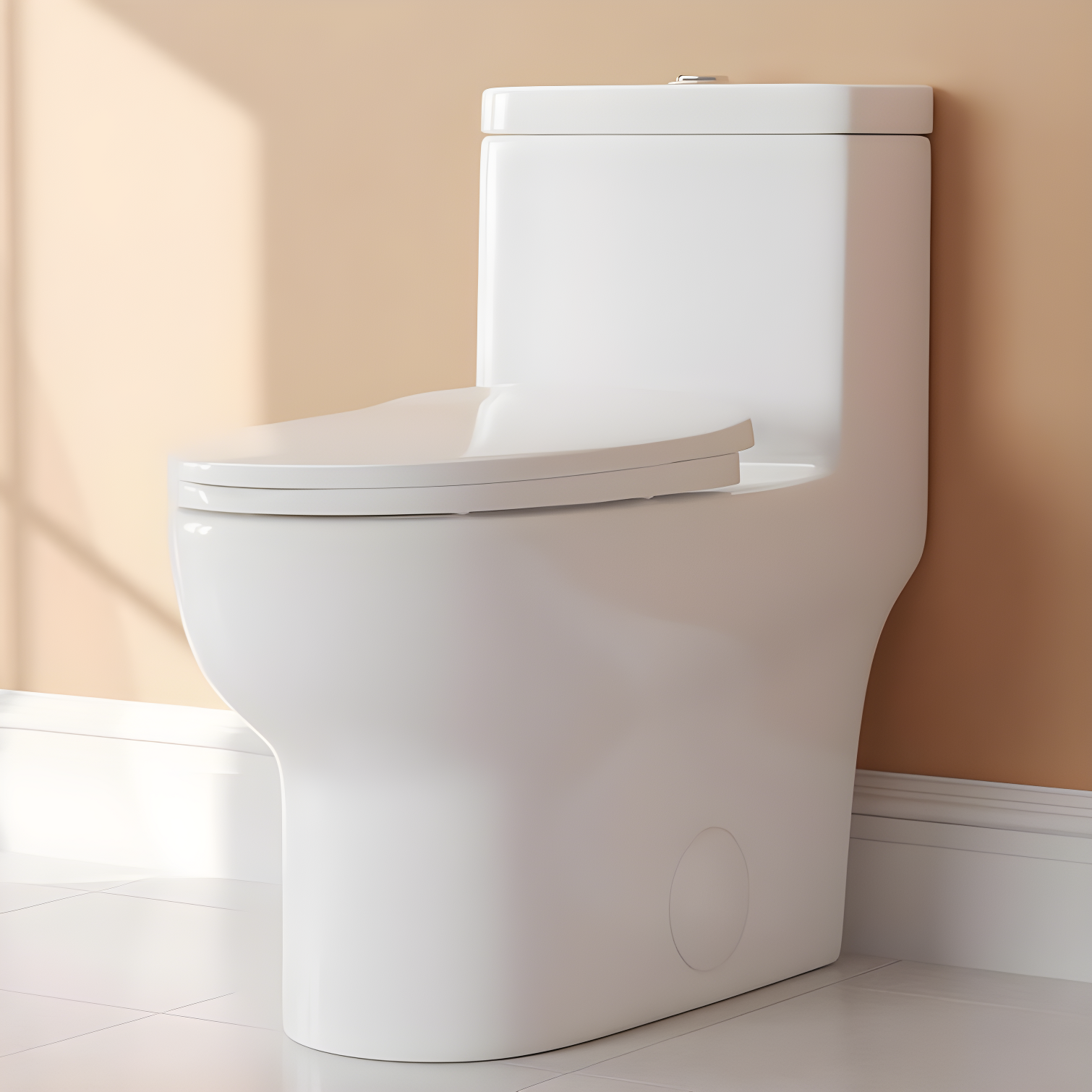 White Ceramic Elongated Dual Flush One-Piece Toilet