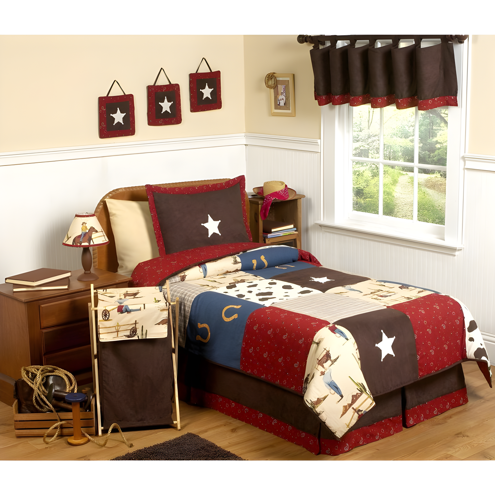 Wild West Cowboy Red Cotton Twin Bedding Set