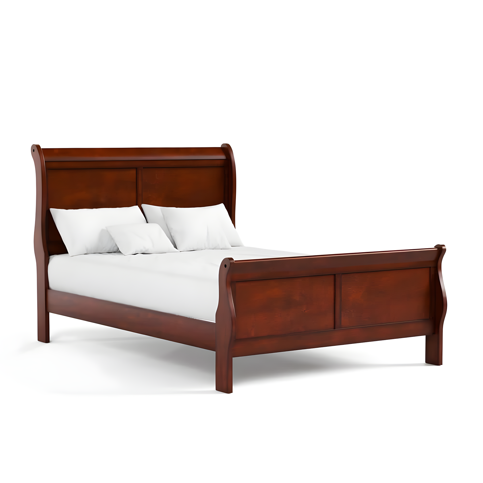 Cherry Full Sleigh Bed with Wood Headboard and Footboard