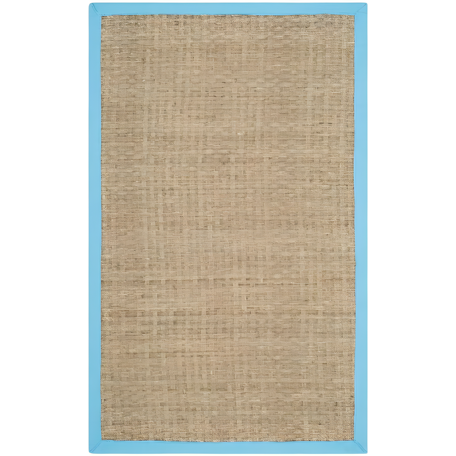 Natural and Turquoise Cotton Border 3' x 5' Area Rug