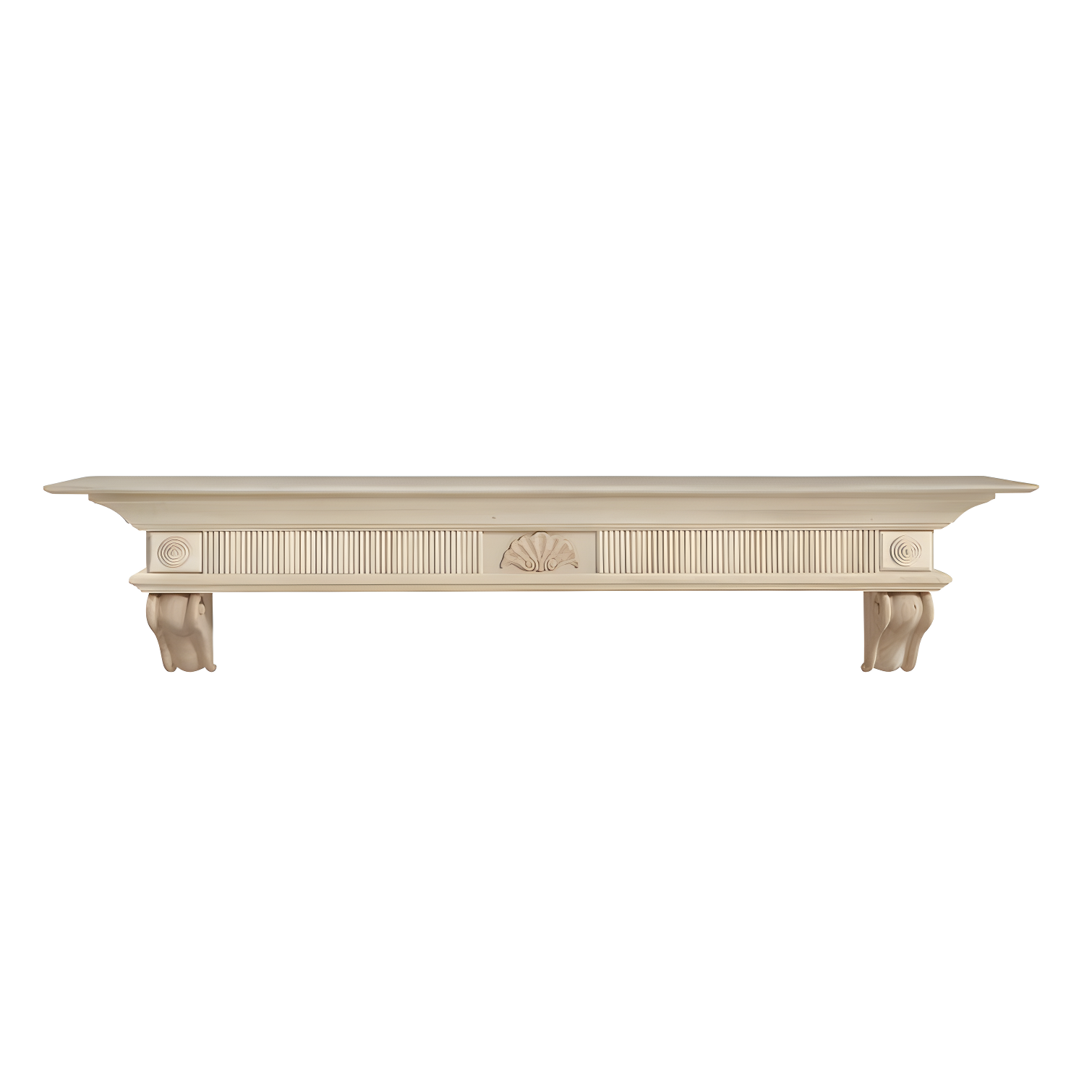 Devonshire 72" White Wood Fireplace Mantel Shelf