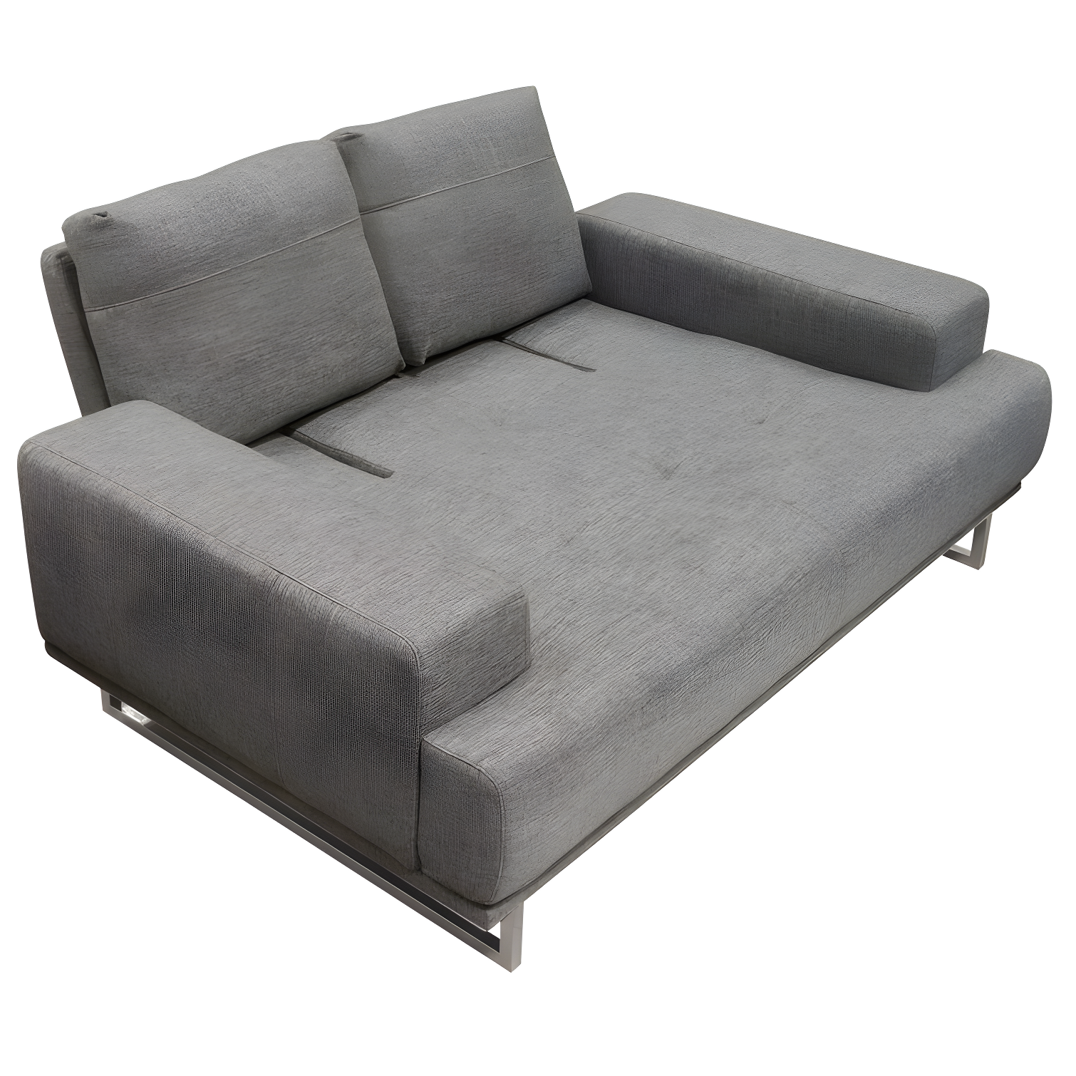 Space Grey Fabric Pine Wood 69'' Recessed Arm Loveseat