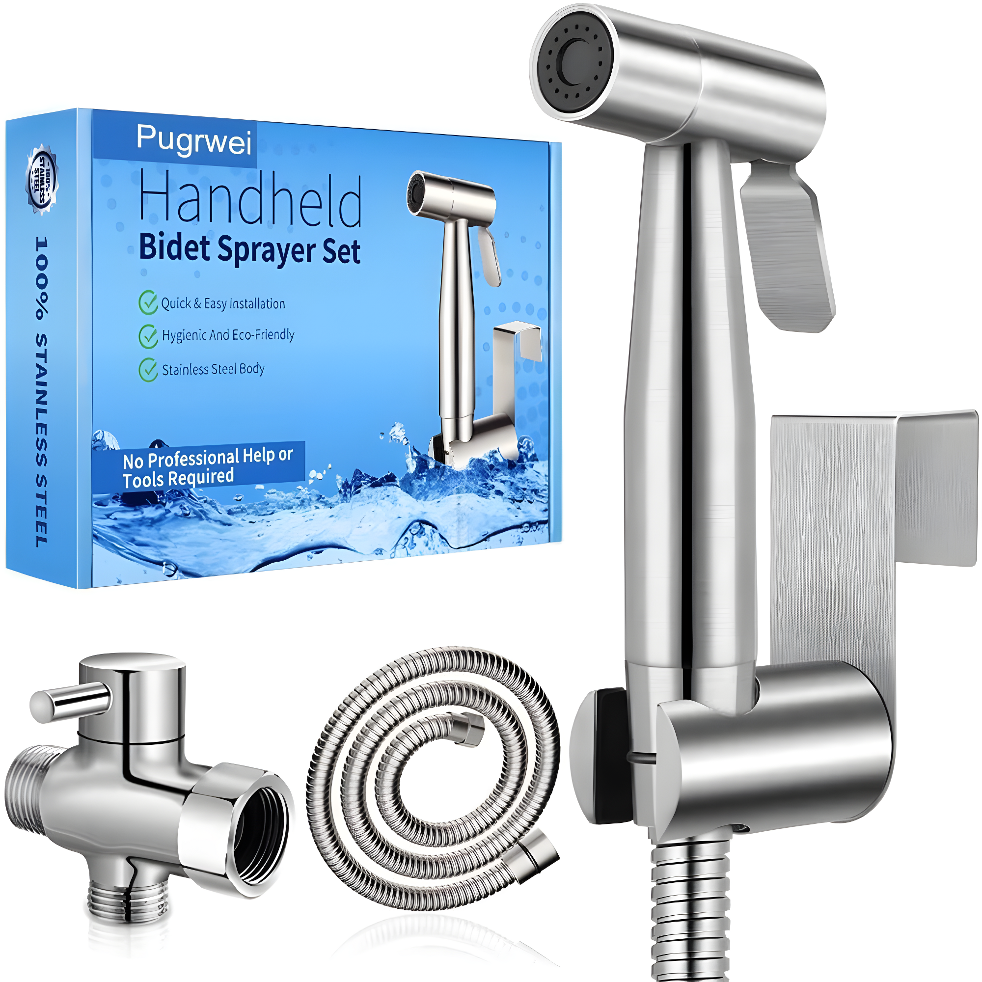 Stainless Steel Handheld Bidet Sprayer Set with Hose