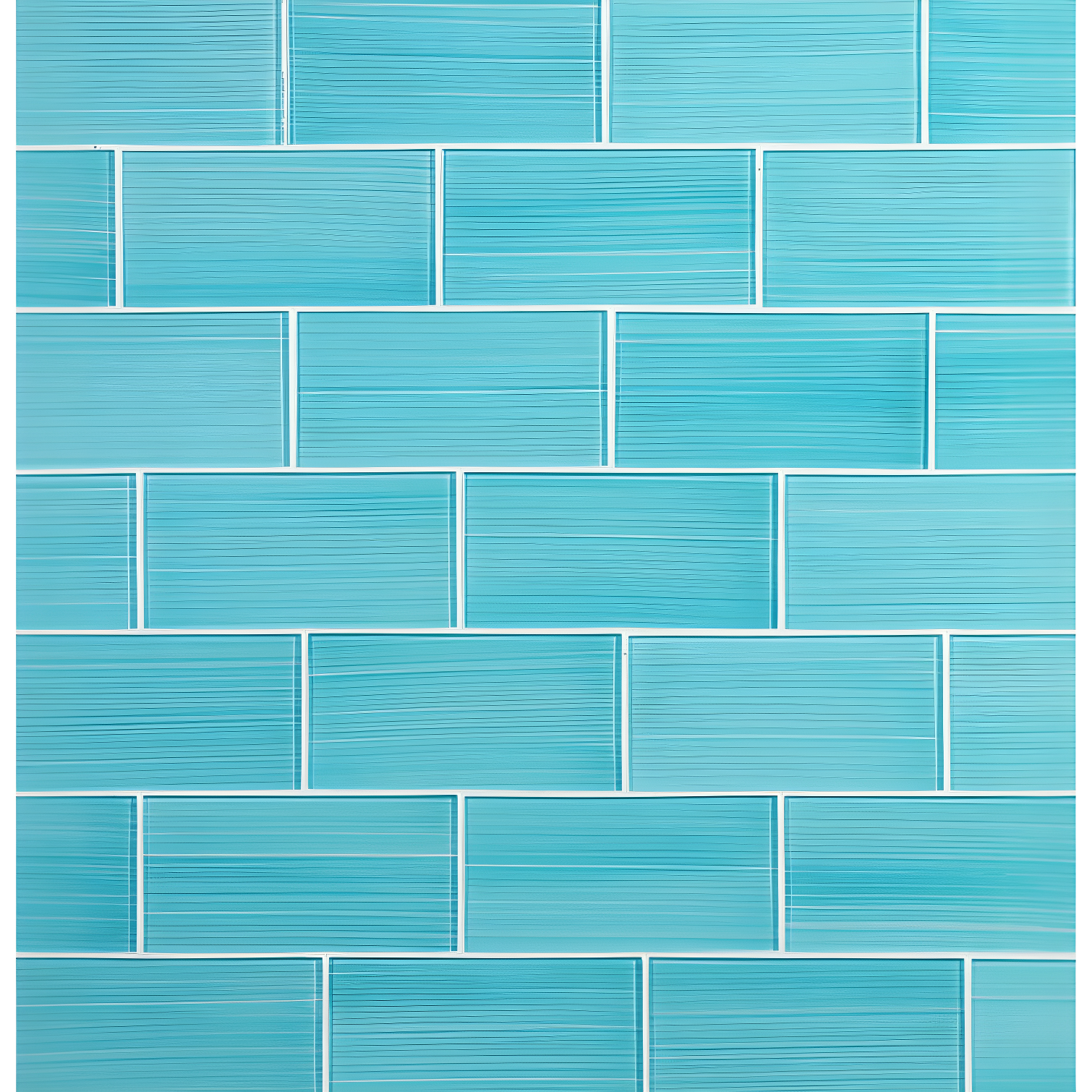 Aqua Blue Hand-Painted Glass Peel and Stick Subway Tile