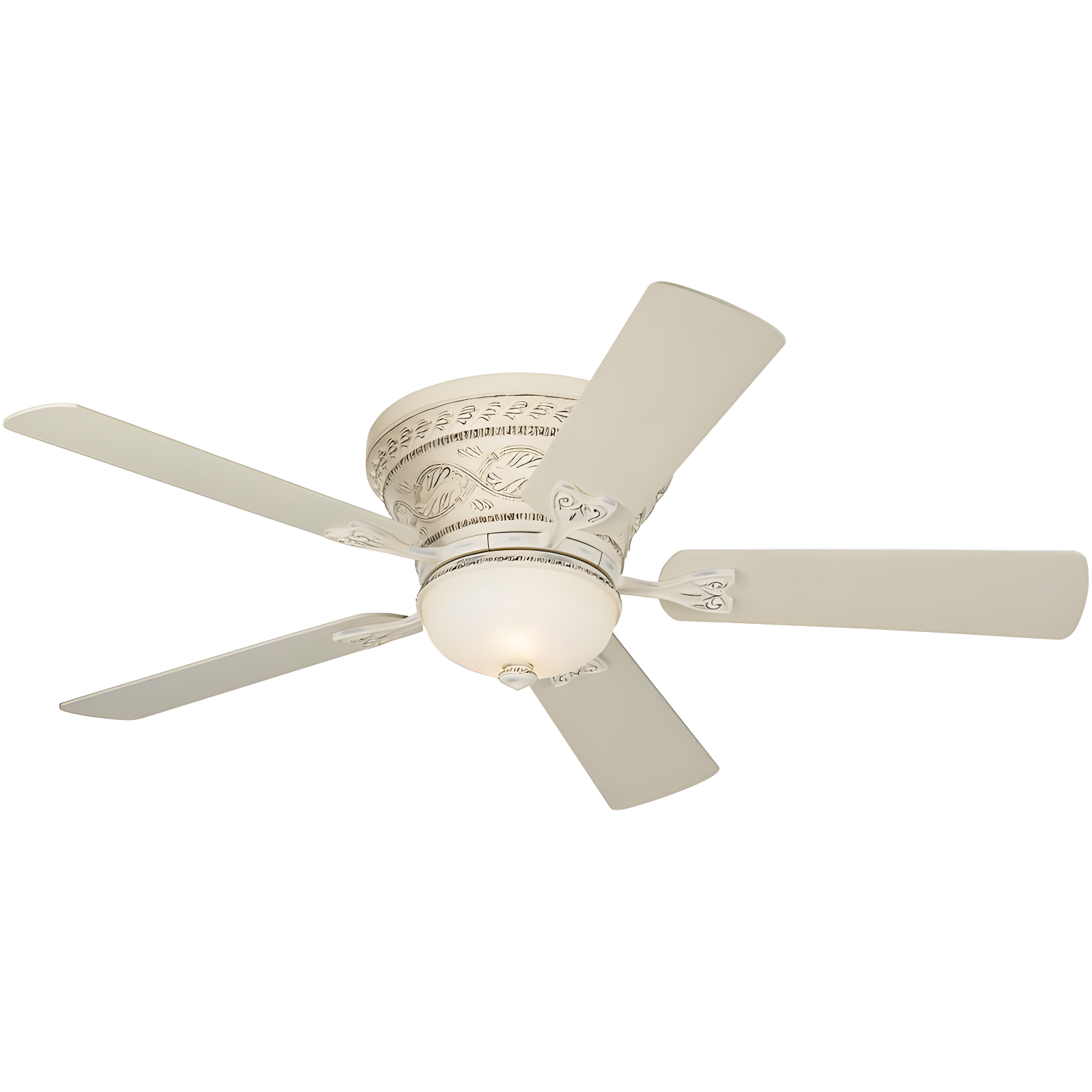 52'' French White Steel Ceiling Fan with Frosted Glass Light