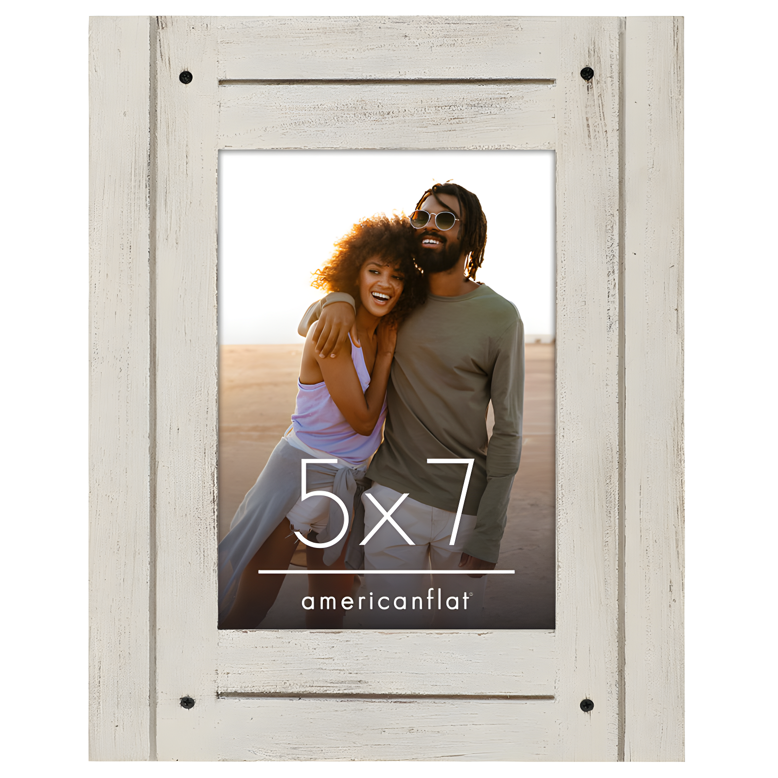 White Distressed 5x7 Rustic Tabletop and Wall Frame