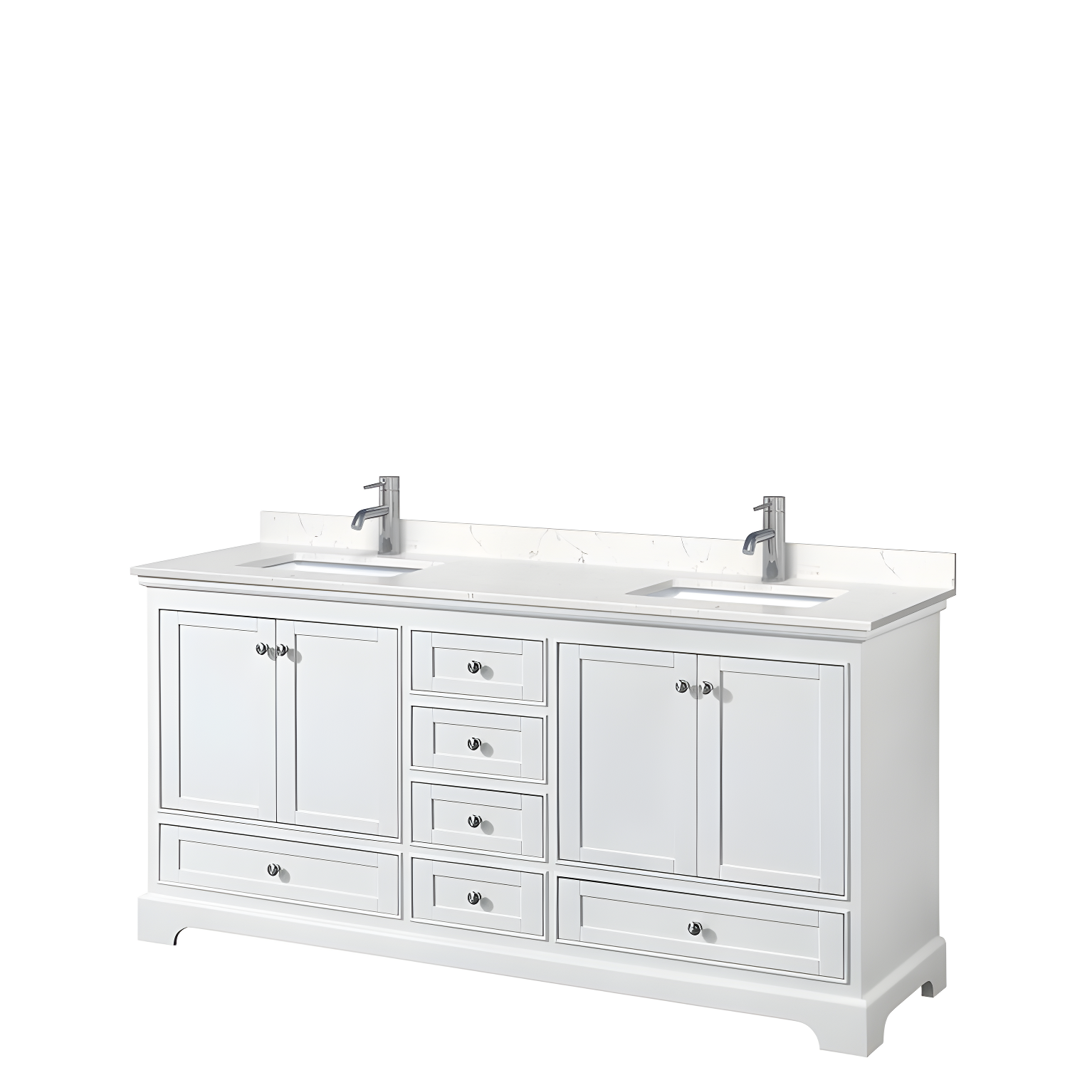 Deborah 72'' White Double Freestanding Vanity with Light-Vein Carrara Marble Top