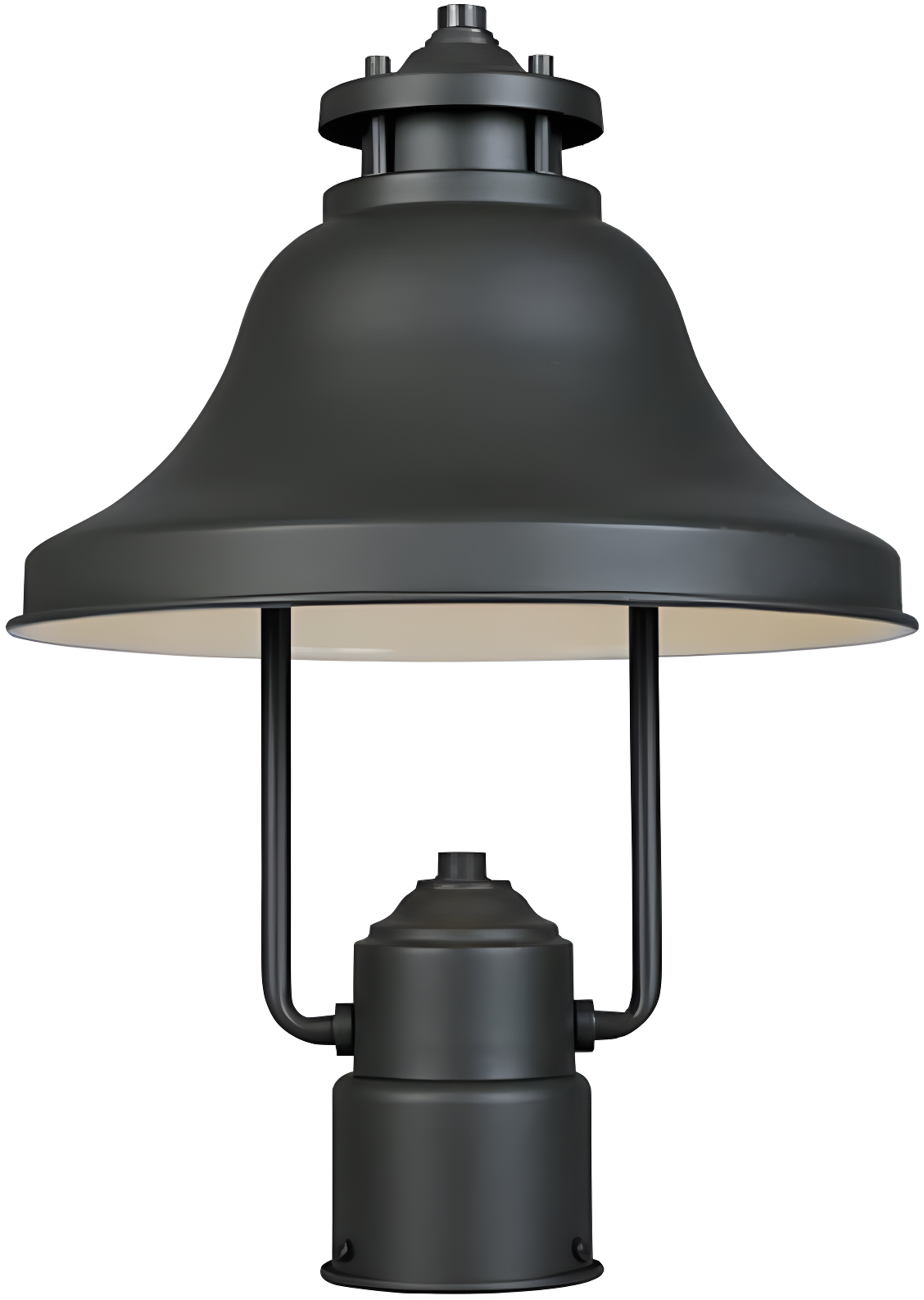 Bayport Black Steel Outdoor Post Lantern with Bell Shade