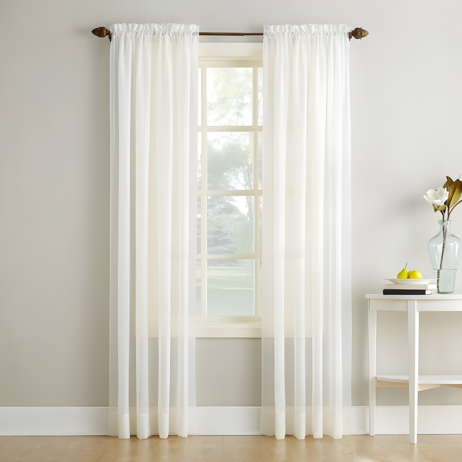 Eggshell Sheer Polyester Rod Pocket Curtain Panel