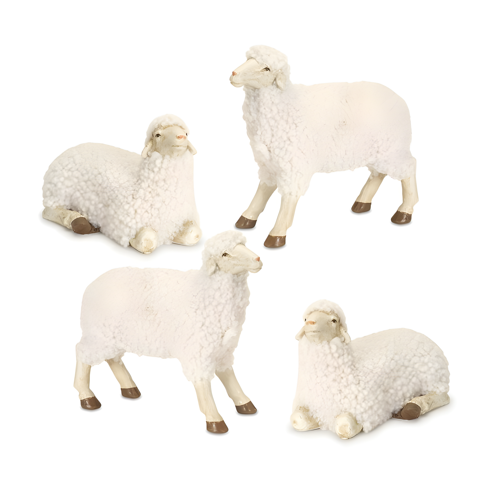 White Resin Sheep Figurine Set for Spring Decor