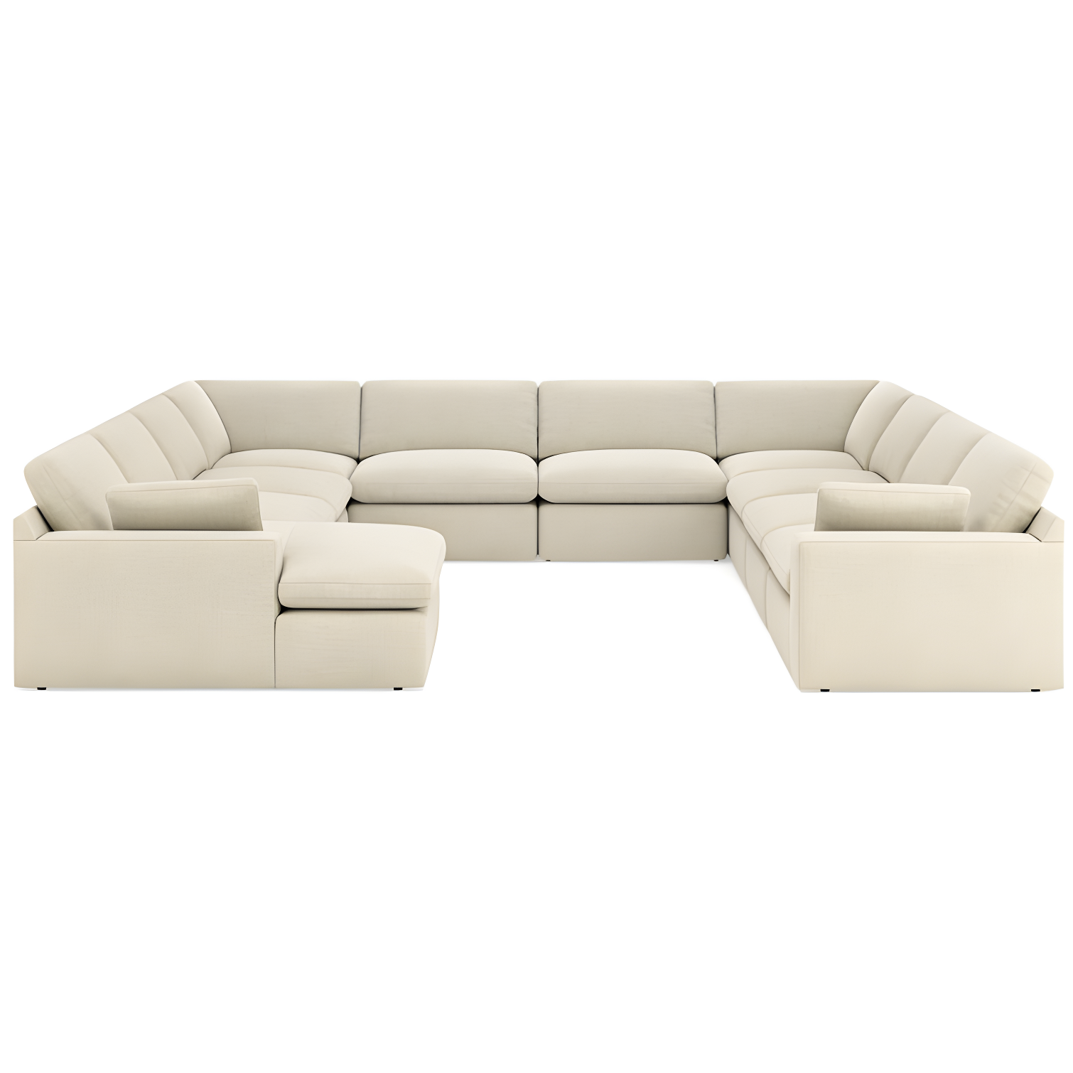 White Linen 10-Piece Track Arm Sectional Sofa