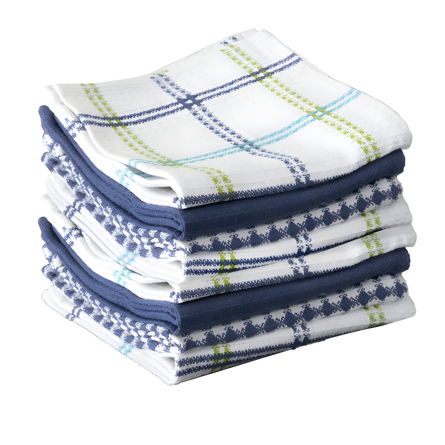 Cool Blue and White Cotton Waffle Dish Cloth Set, 8-Pack