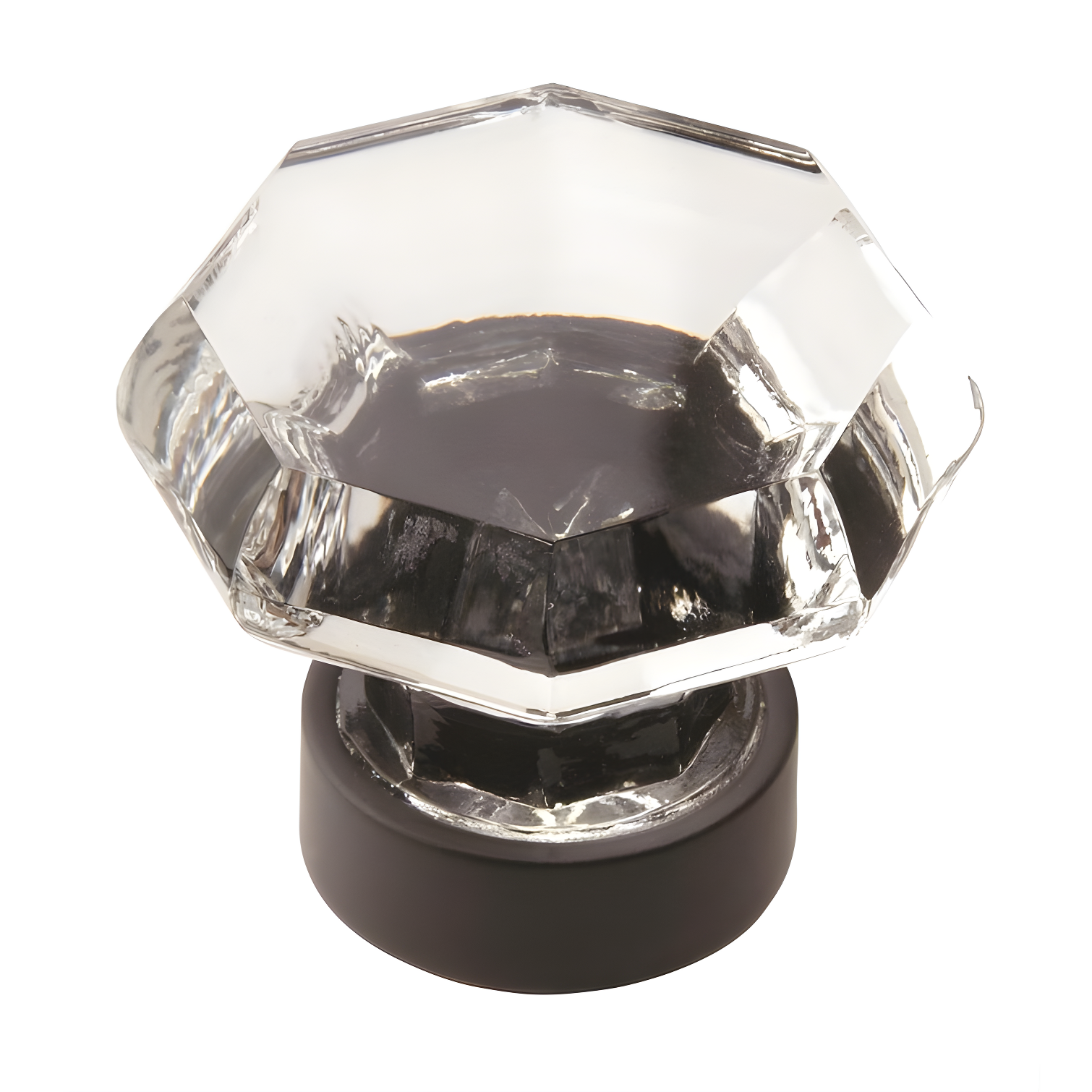 Crystal and Black Bronze Round Geometric Knob with Mounting Hardware