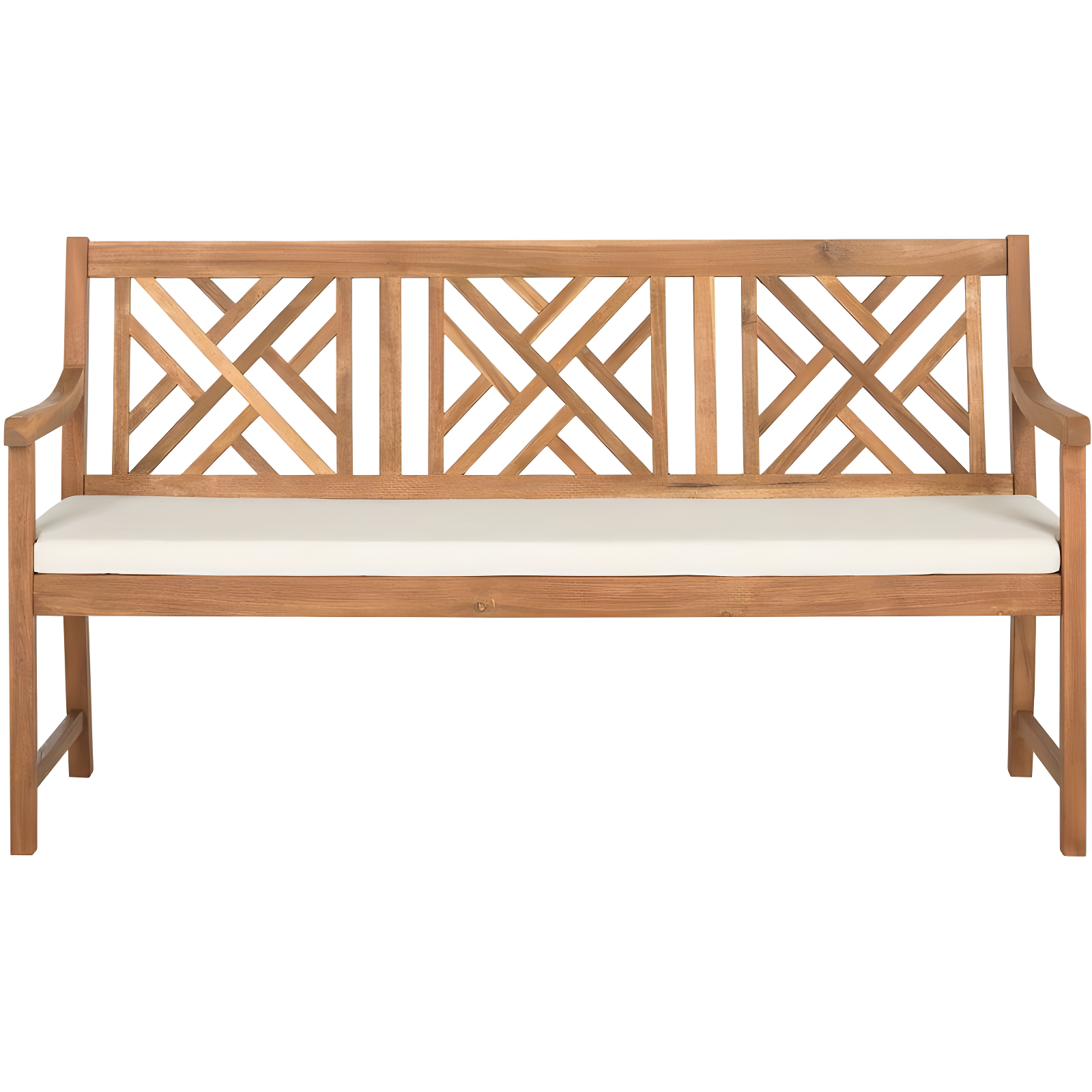 Bradbury Natural Beige 3-Seat Outdoor Garden Bench with Cushion