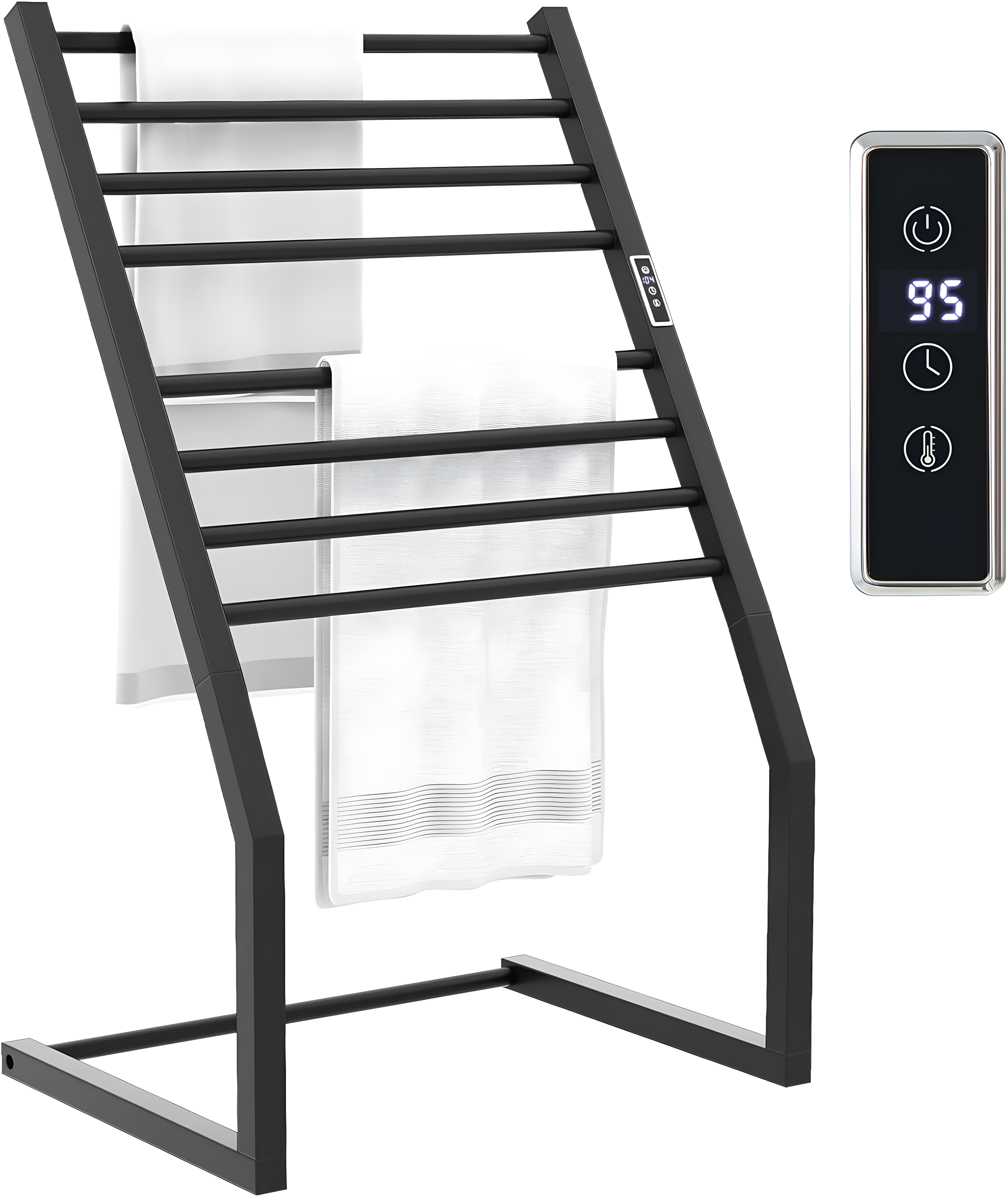 Black Stainless Steel Freestanding Towel Warmer with LED Display