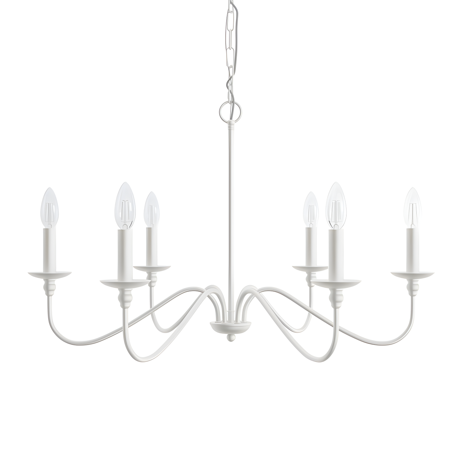 White Metal 6-Light Candle Style Chandelier