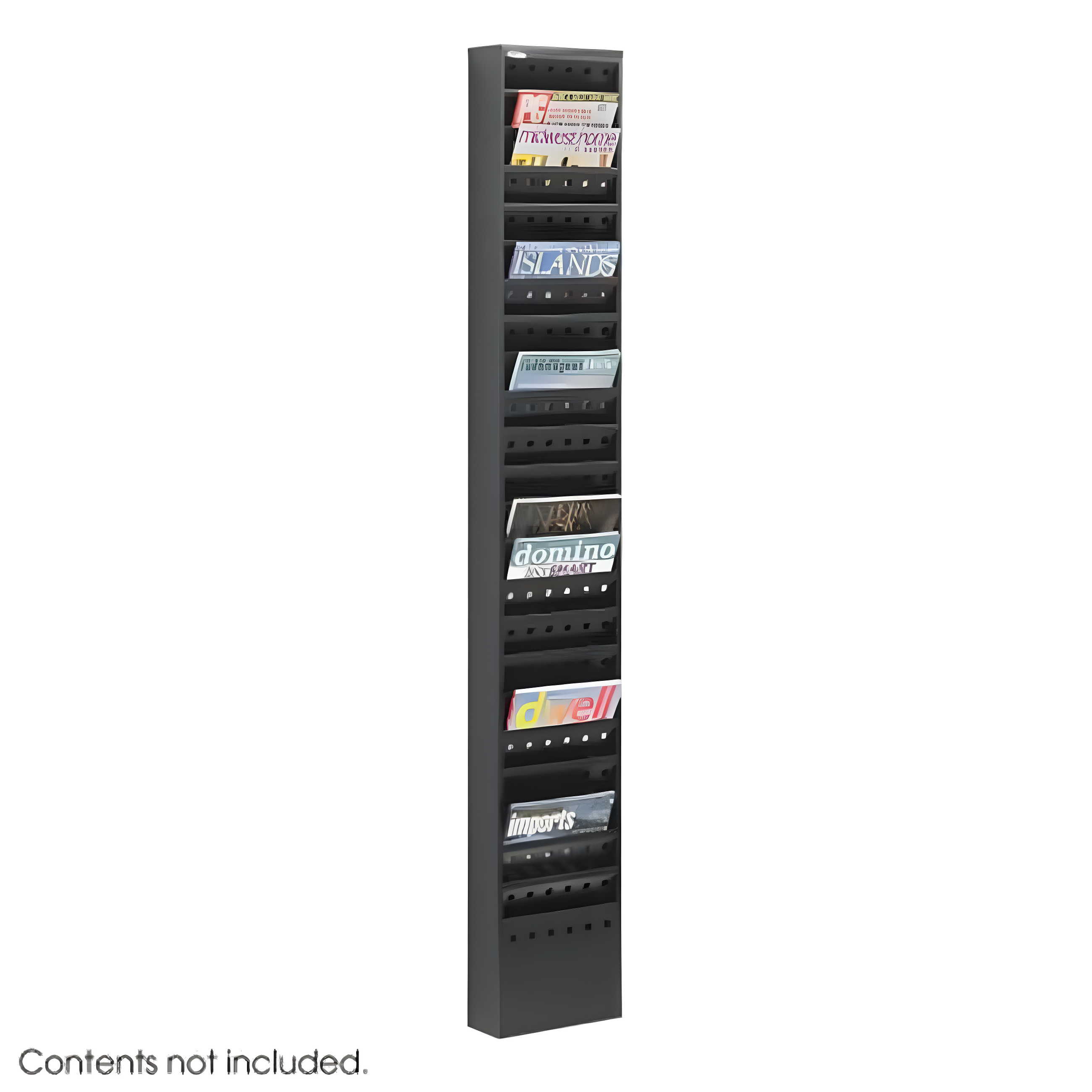 Elegant Black Powder-Coated Steel Freestanding or Wall-Mounted Literature Holder