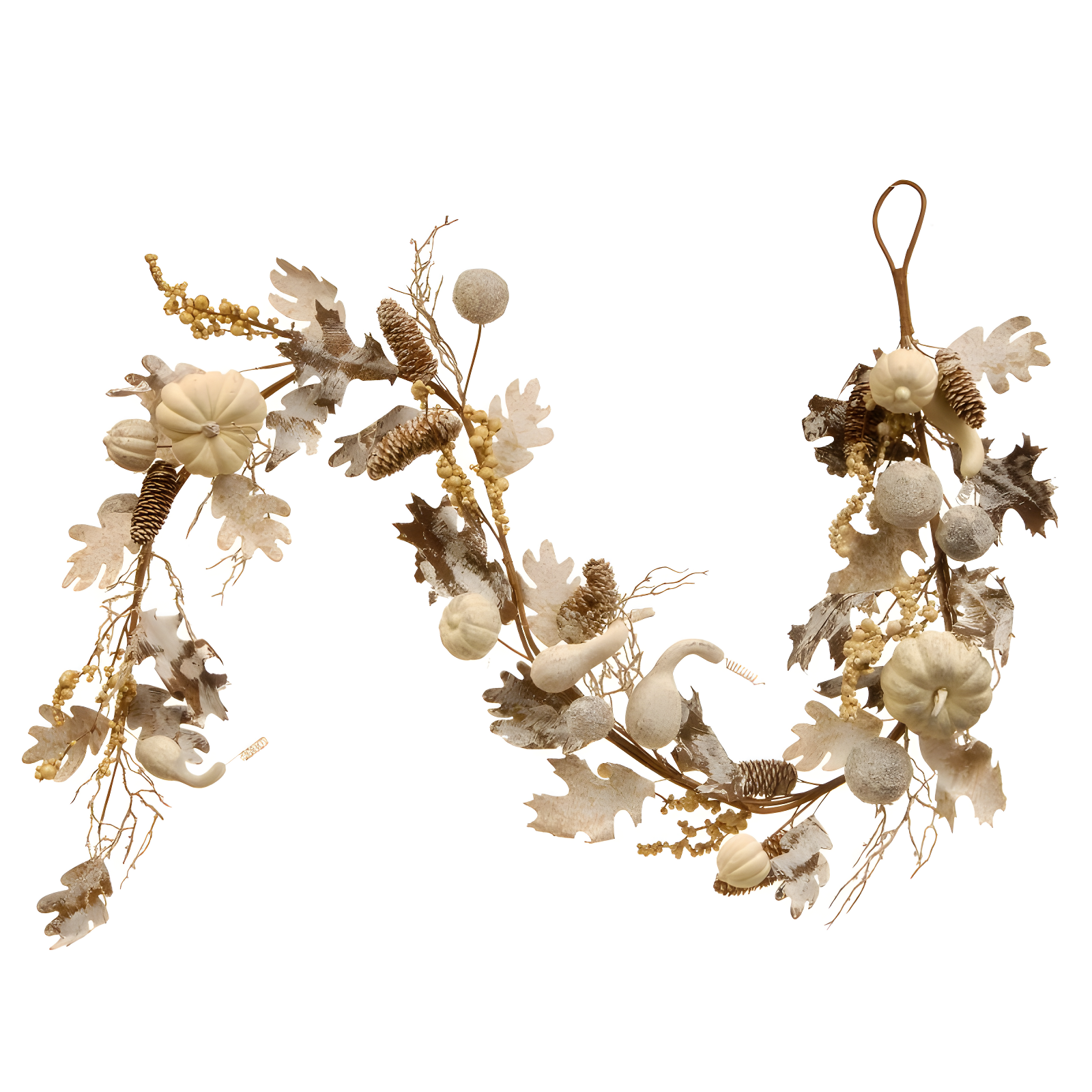 Autumn Elegance 6ft White Pumpkin and Pinecone Garland