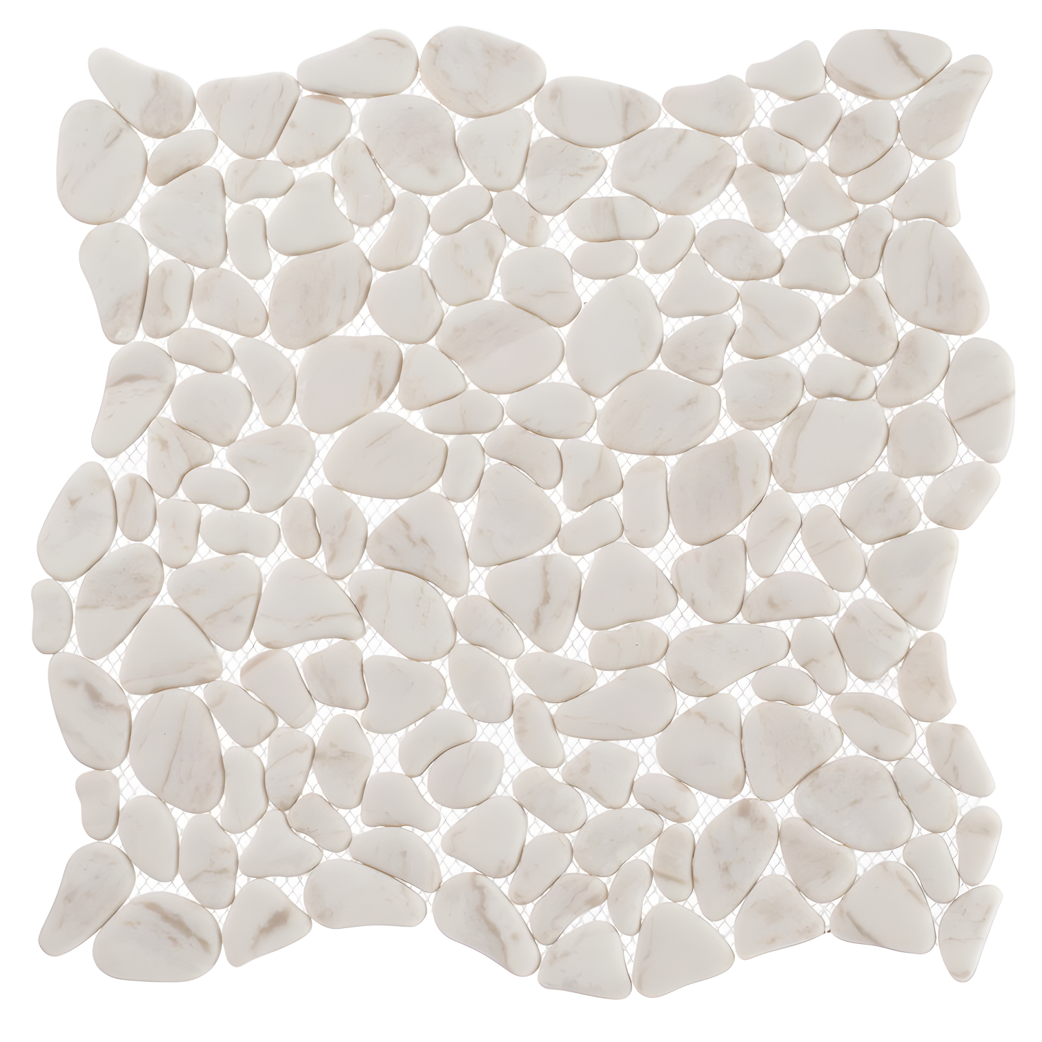 Peace White Recycled Glass Pebble Mosaic Tile Sheet