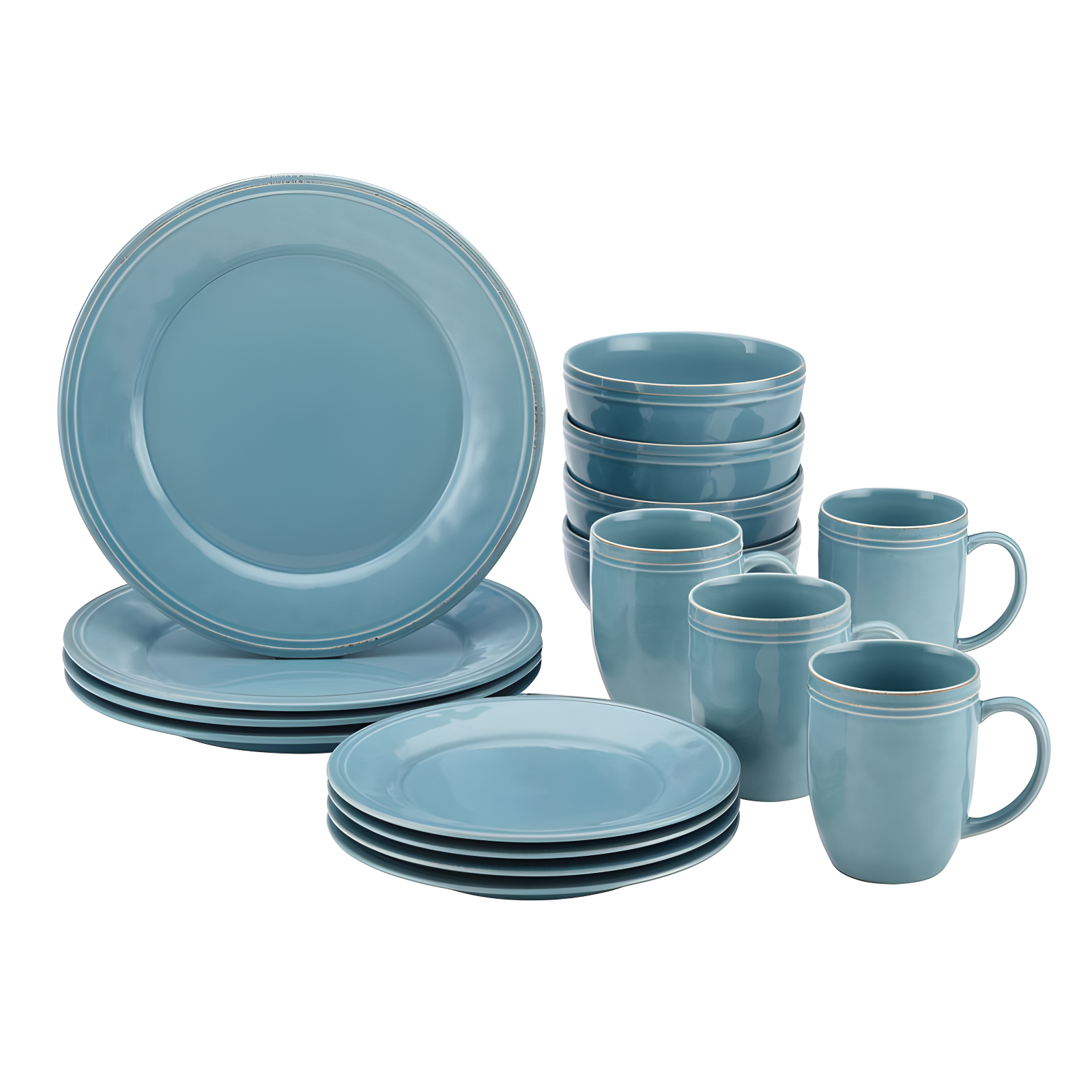 Agave Blue Ceramic 16-Piece Dinnerware Set