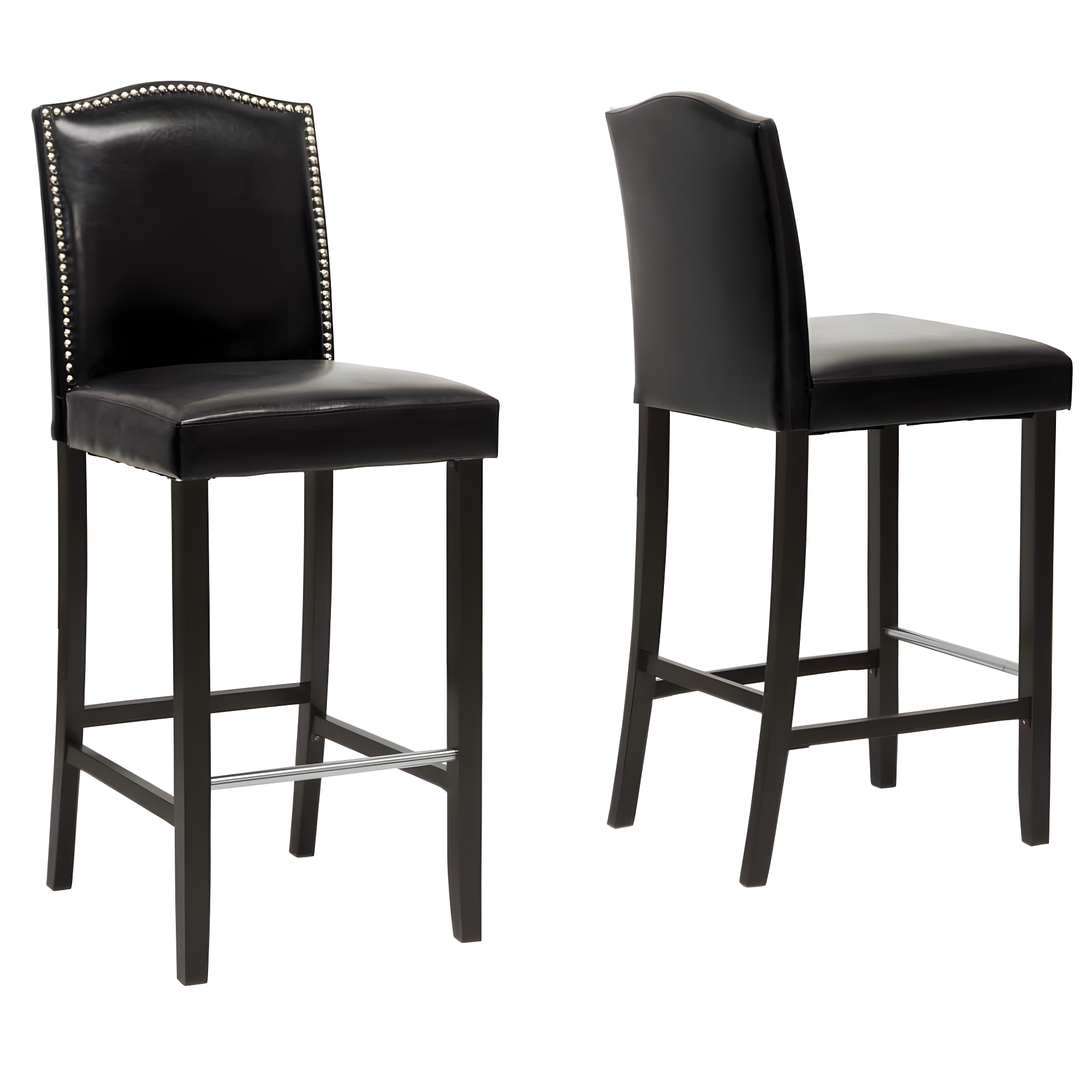 Libra 22" Black Faux Leather Modern Bar Stool with Wooden Frame