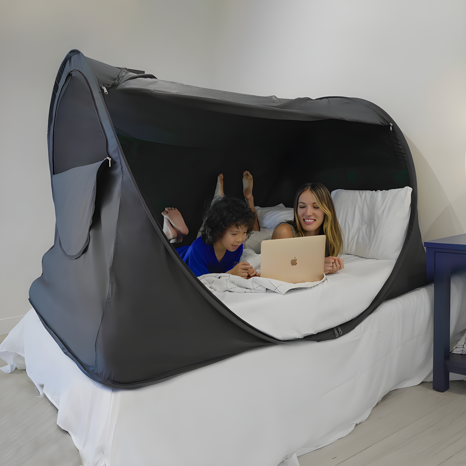 Charcoal Black Full-Size Pop-Up Bed Tent Canopy