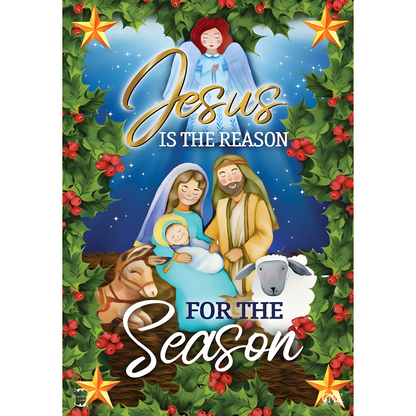 Jesus is the Reason Multicolor Polyester Christmas House Flag