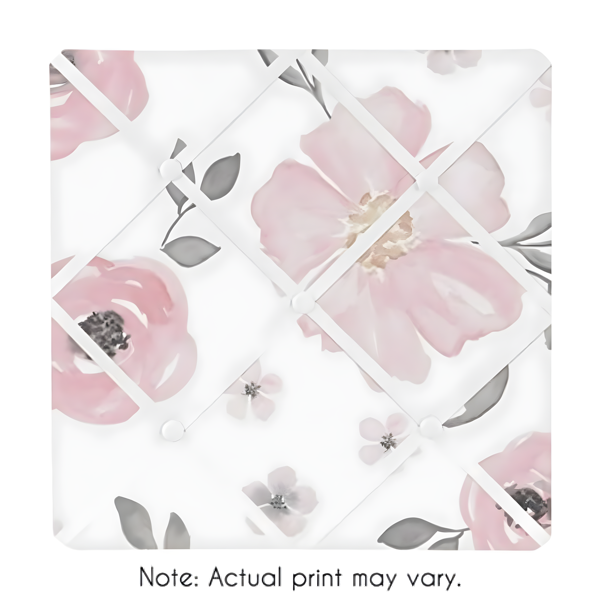 Blush Pink and Grey Floral Fabric Memo Board, 13x13