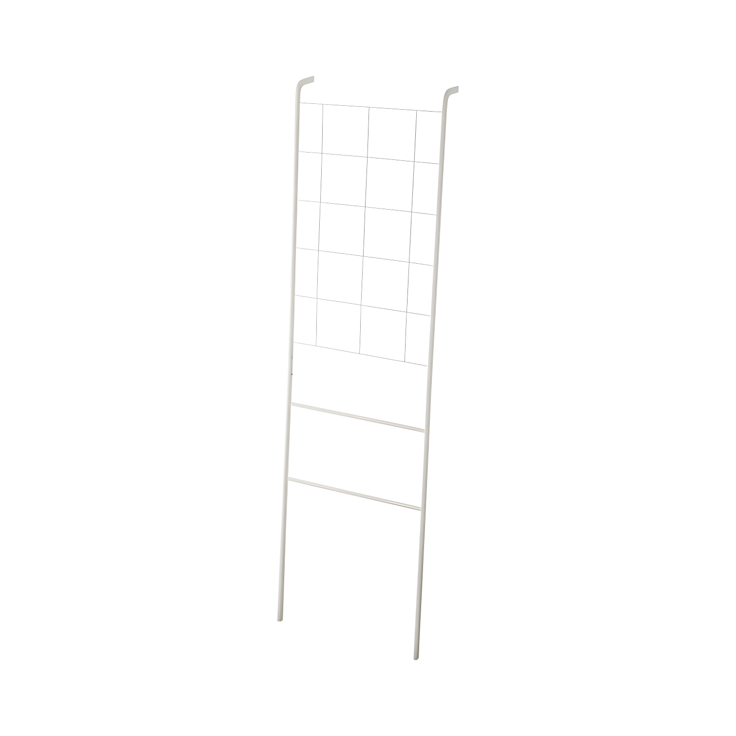 White Steel Grid-Panel Leaning Ladder Storage Rack