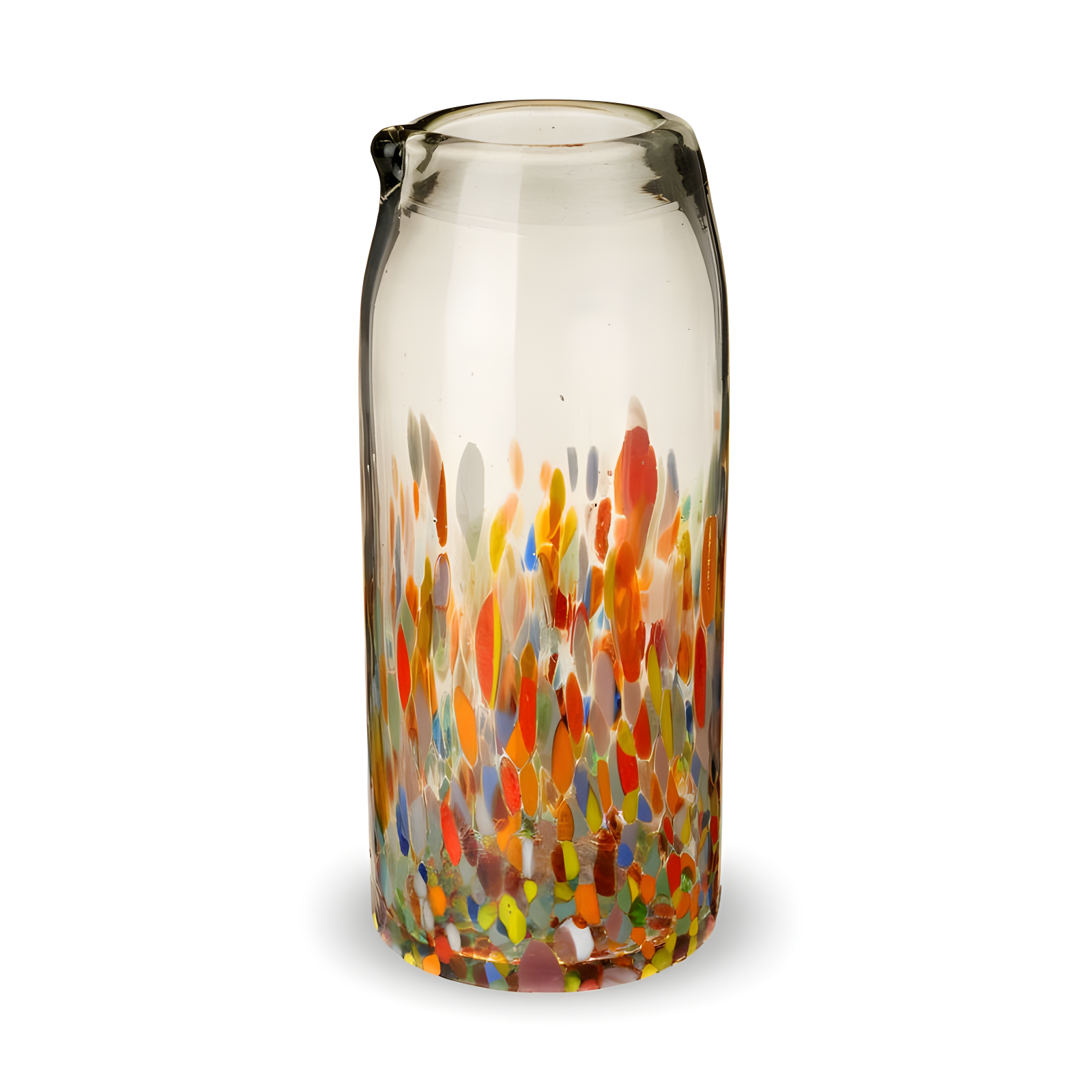 Handblown Multicolor Recycled Glass Carafe, 42oz