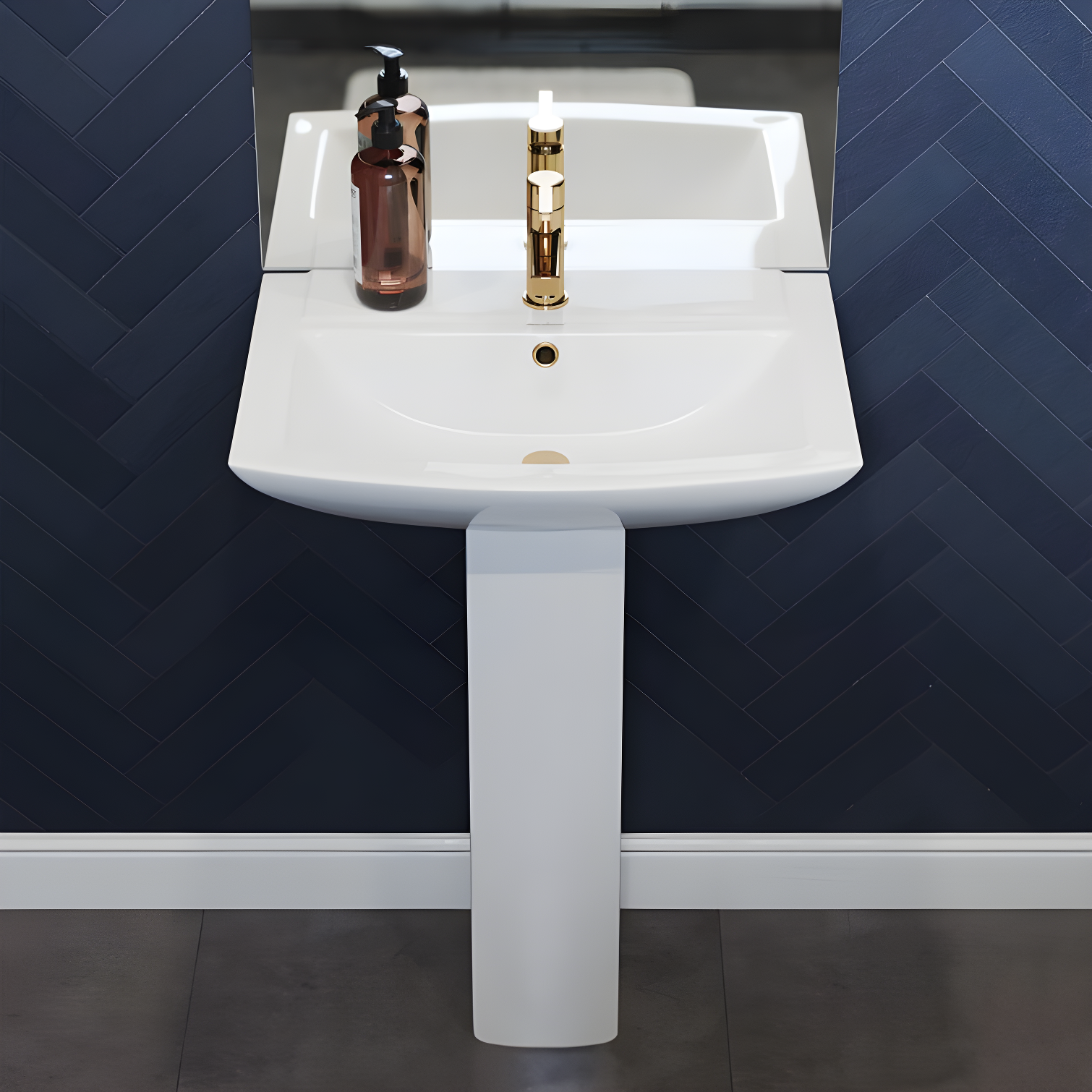 Sublime 24" White Ceramic Pedestal Bathroom Sink with Overflow