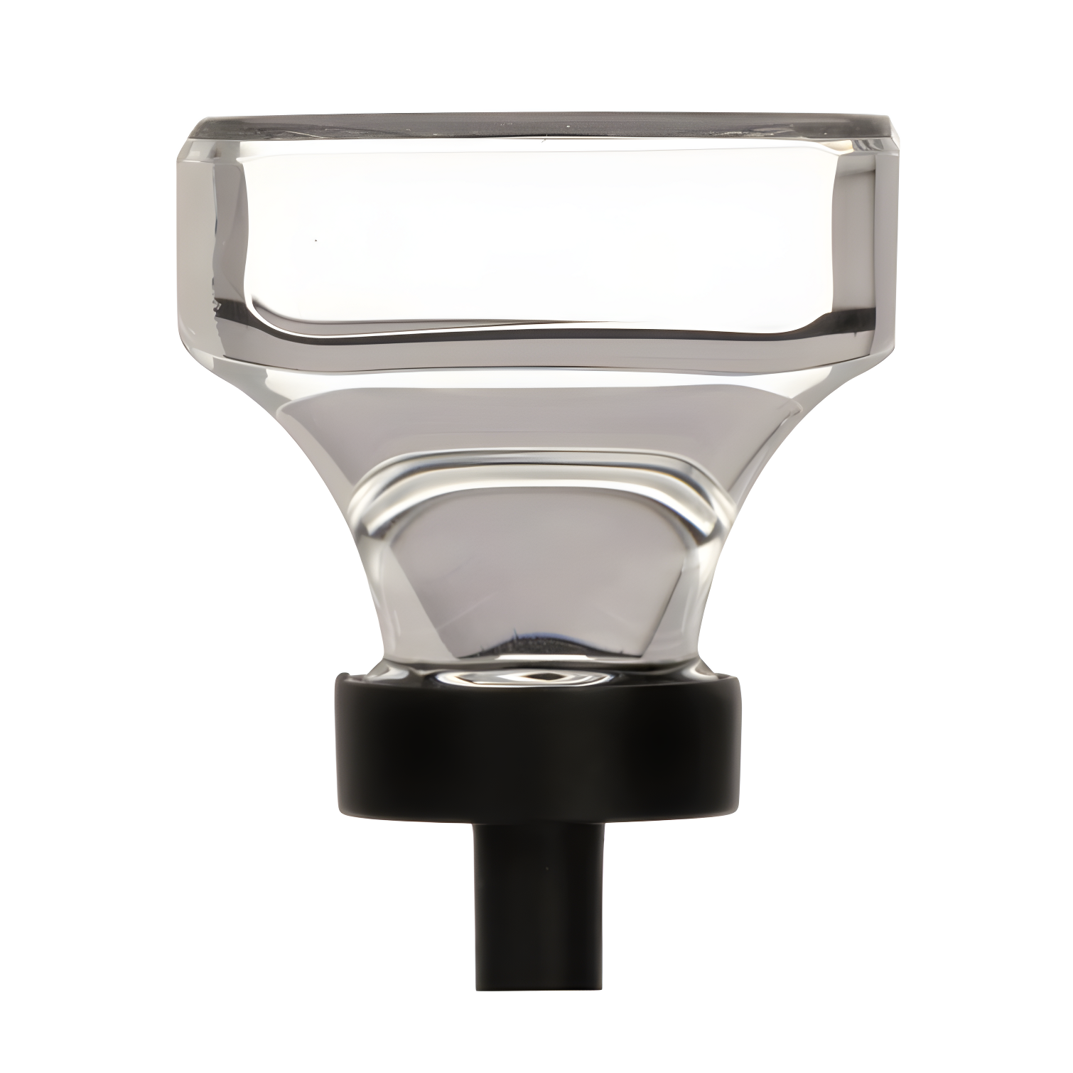 Clear and Black Bronze Square Glass Cabinet Knob