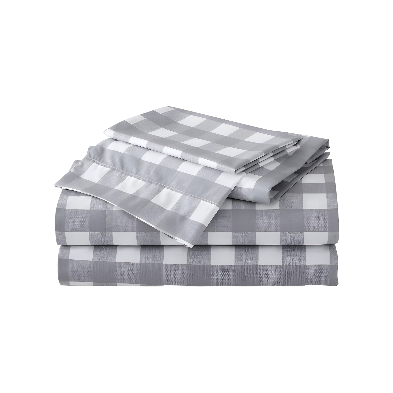 Gray Plaid Cotton Percale Queen Sheet Set