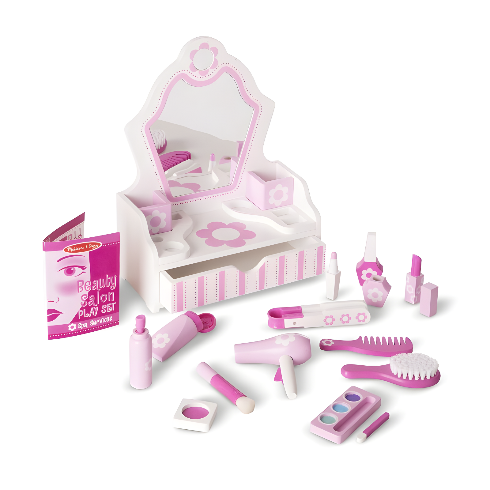 Pink and White Wooden Beauty Salon Play Set with Vanity