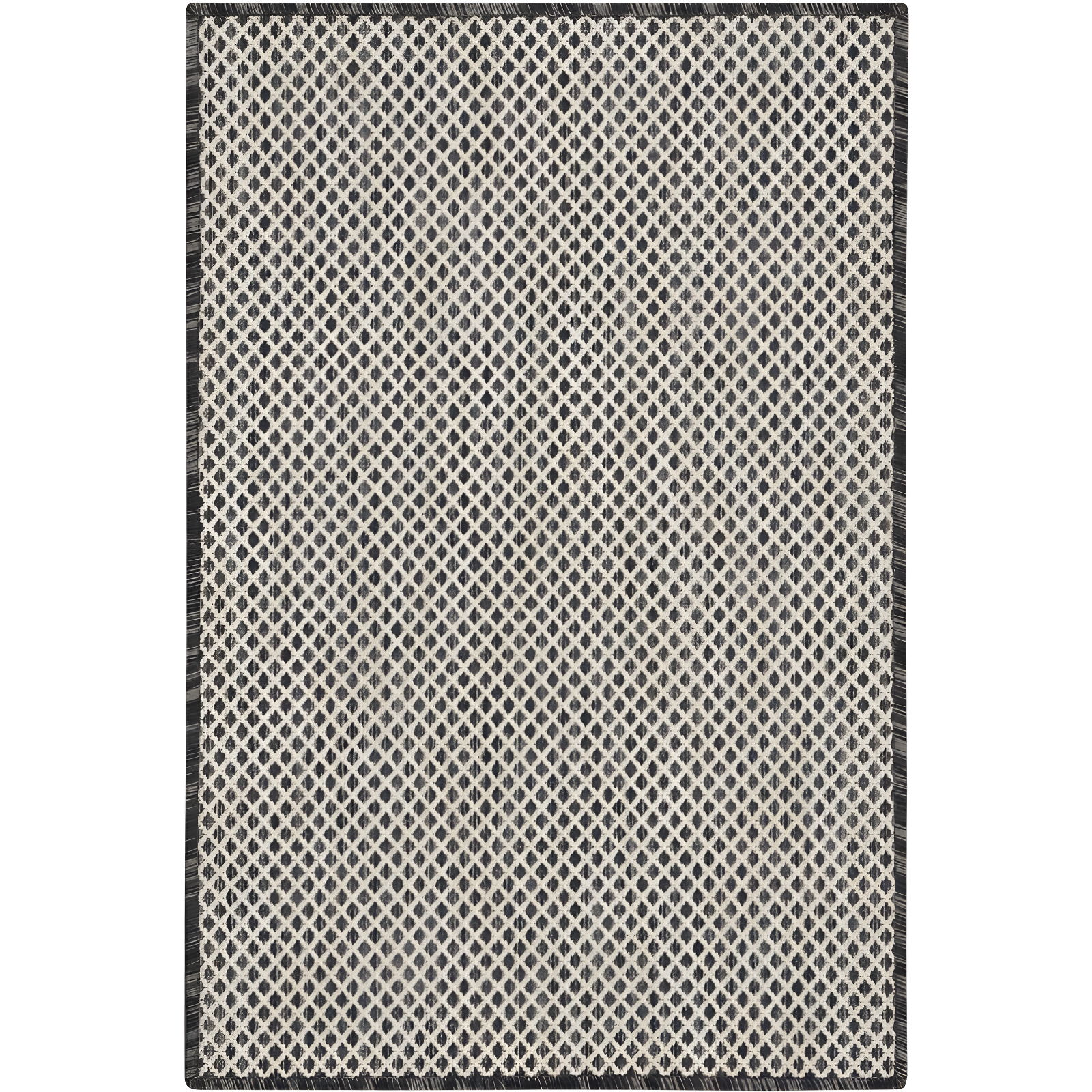 Ivory Charcoal Geometric 2' x 3' Synthetic Easy-Care Area Rug