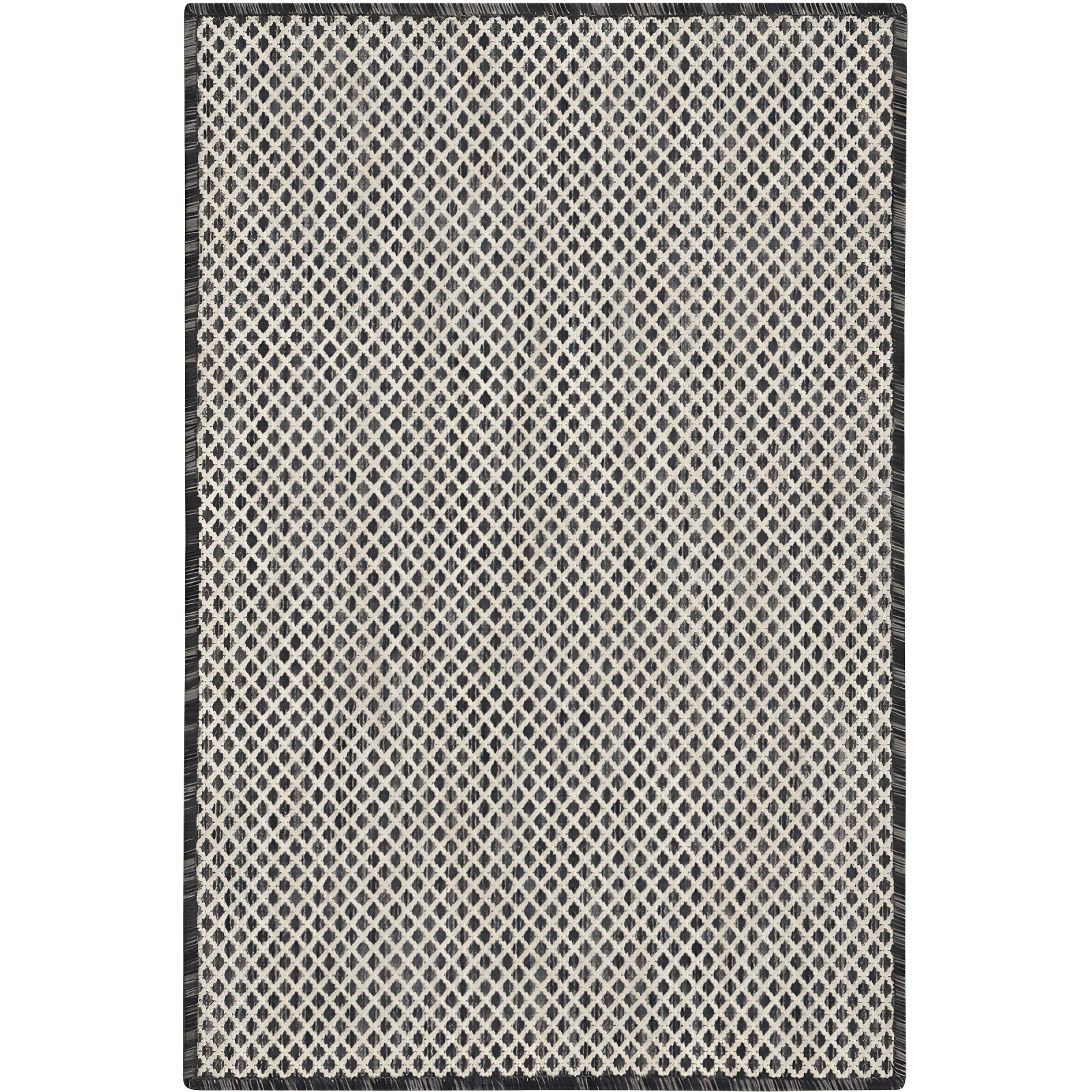 Ivory Charcoal Geometric 2' x 3' Synthetic Easy-Care Area Rug