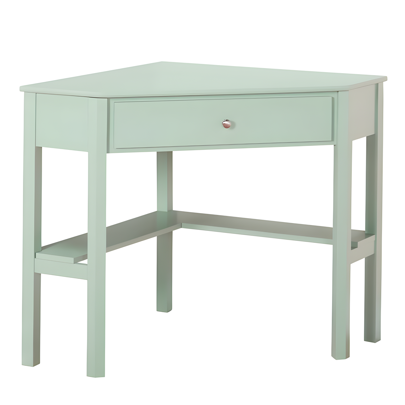 Mint Wood Corner Desk with Drawer and Shelf