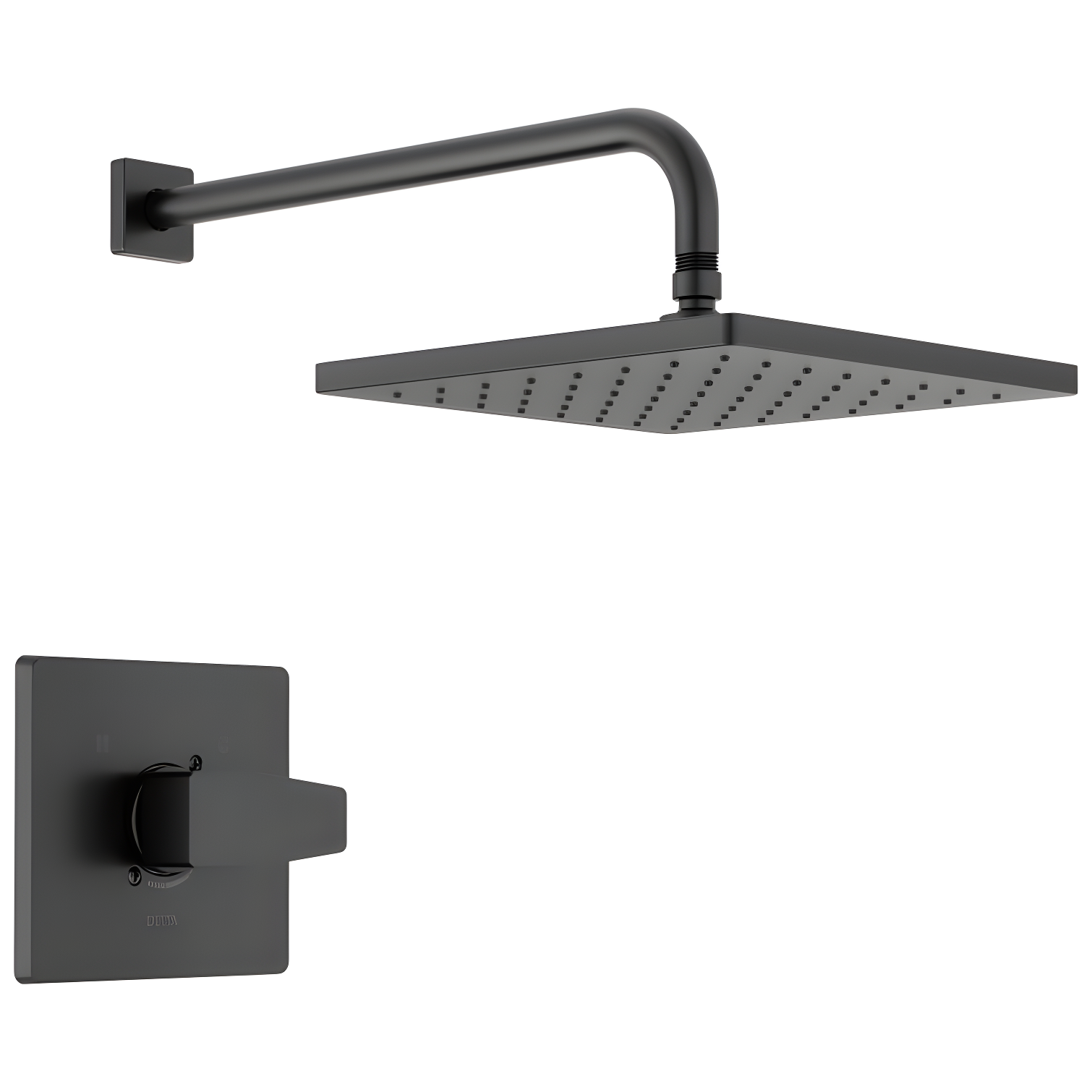 Matte Black Modern Square Rainfall Shower Faucet Set