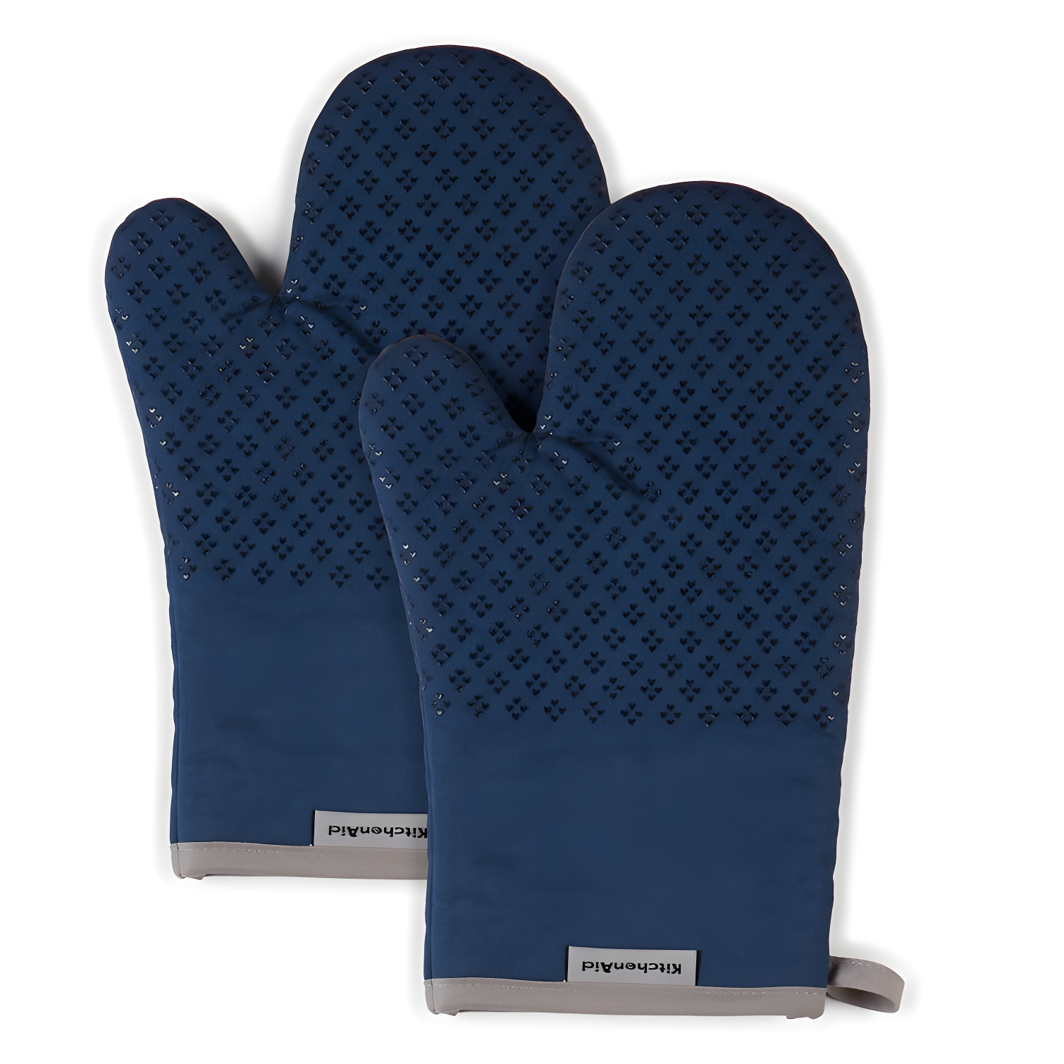 Blue Willow Silicone Print Heat Resistant Oven Mitts, 2 Piece Set