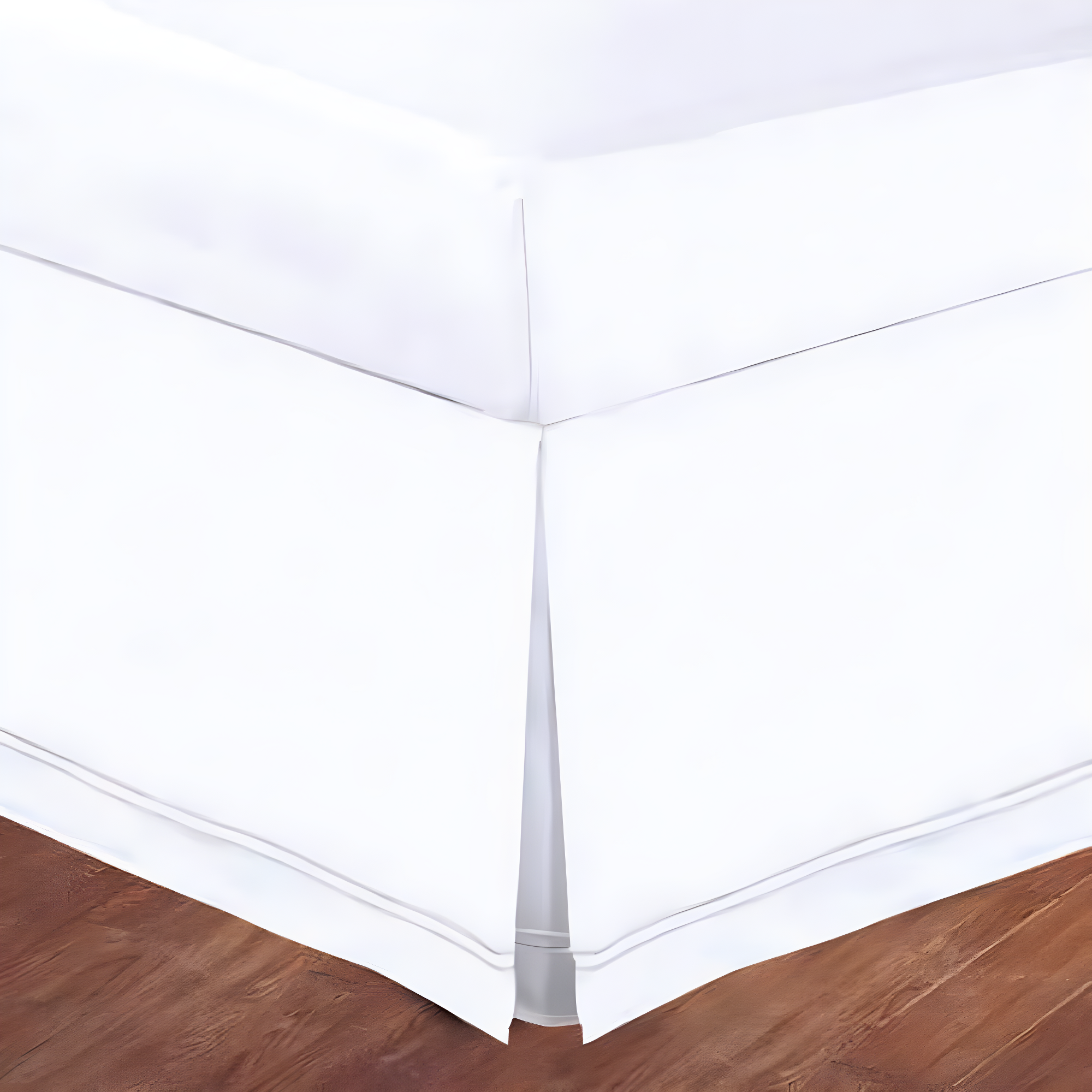 White Twin Polyester Bed Skirt with Split Corner