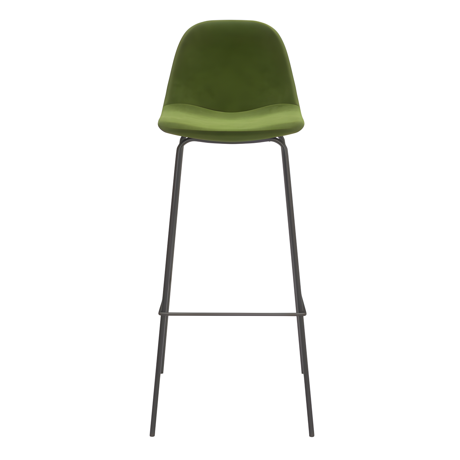 Bella Forest Green Velvet Upholstered Bar Stool with Steel Frame