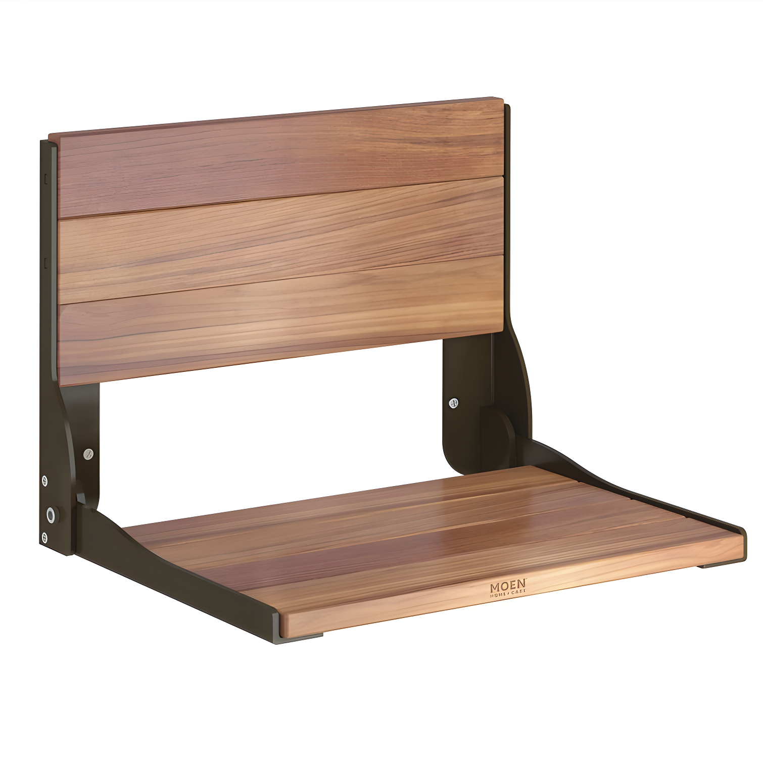 Teak and Aluminum Wall-Mounted Folding Shower Seat