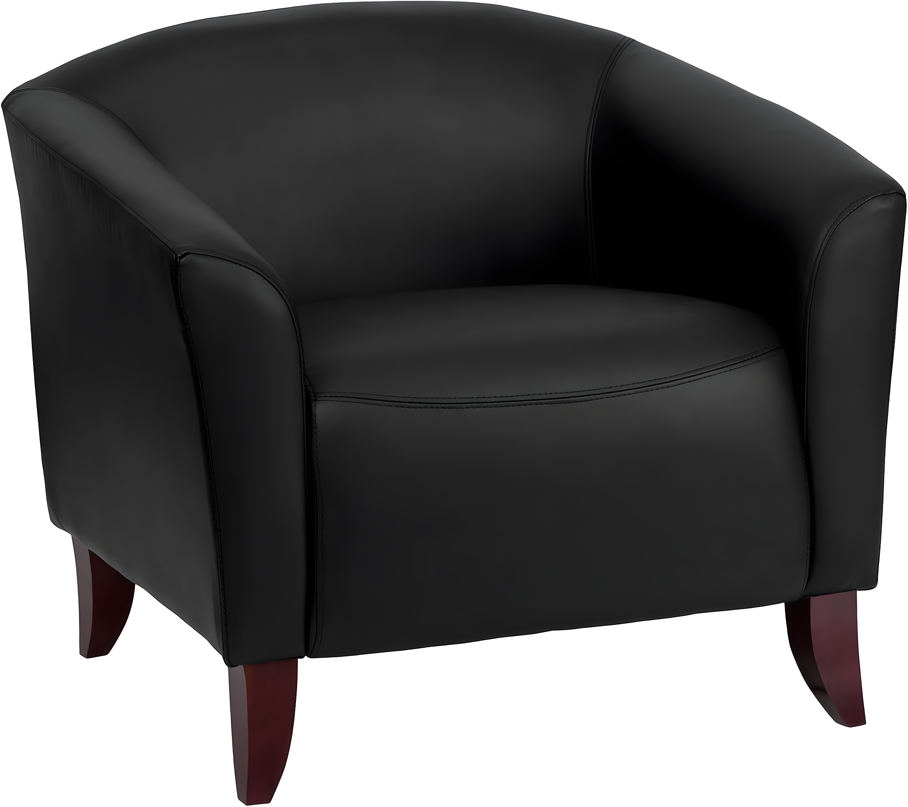 Hercules Imperial Luxe Black Leather Reception Chair with Wood Frame